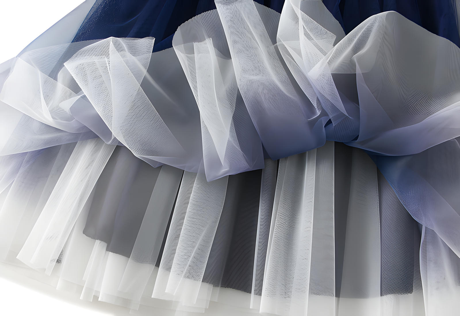 Mesh Multilayer Gradient Short Skirt With Satin Lining - 1365_NAVY BLUE