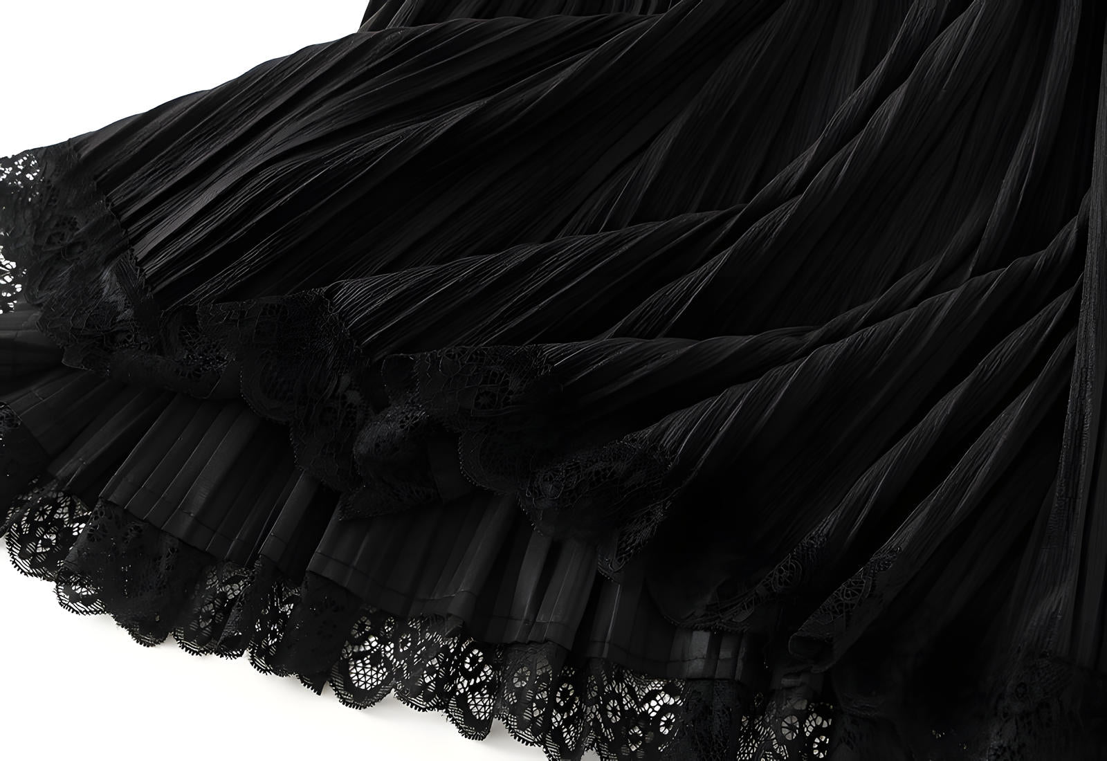 Micro Pleated Velvet A - Line Retro Skirt in Black - 1911_BLACK