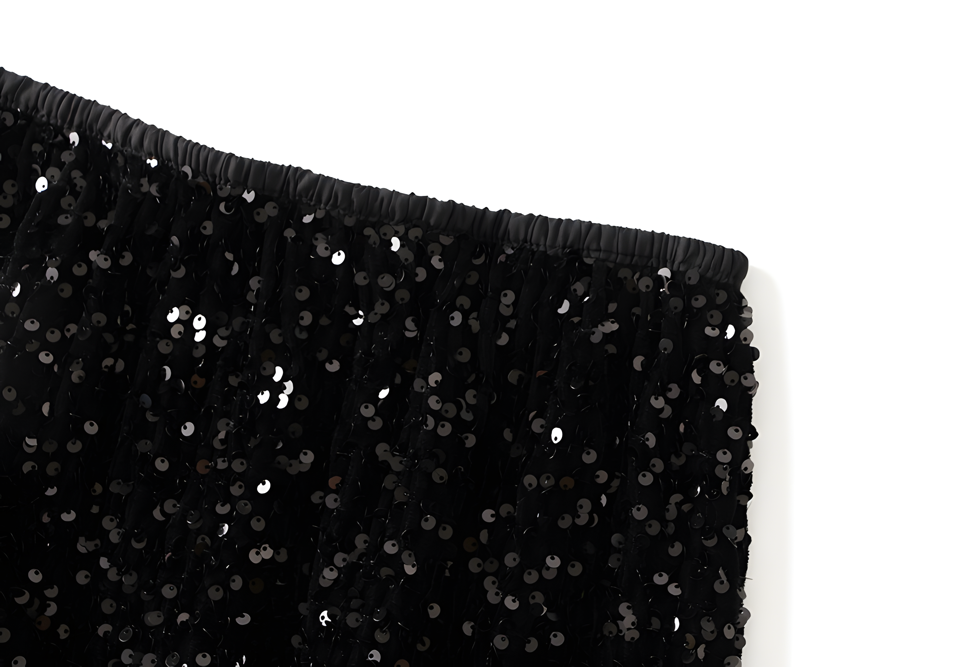 Heavy Sequinned Hip Skirt With Back Slit - D8035_BLACK