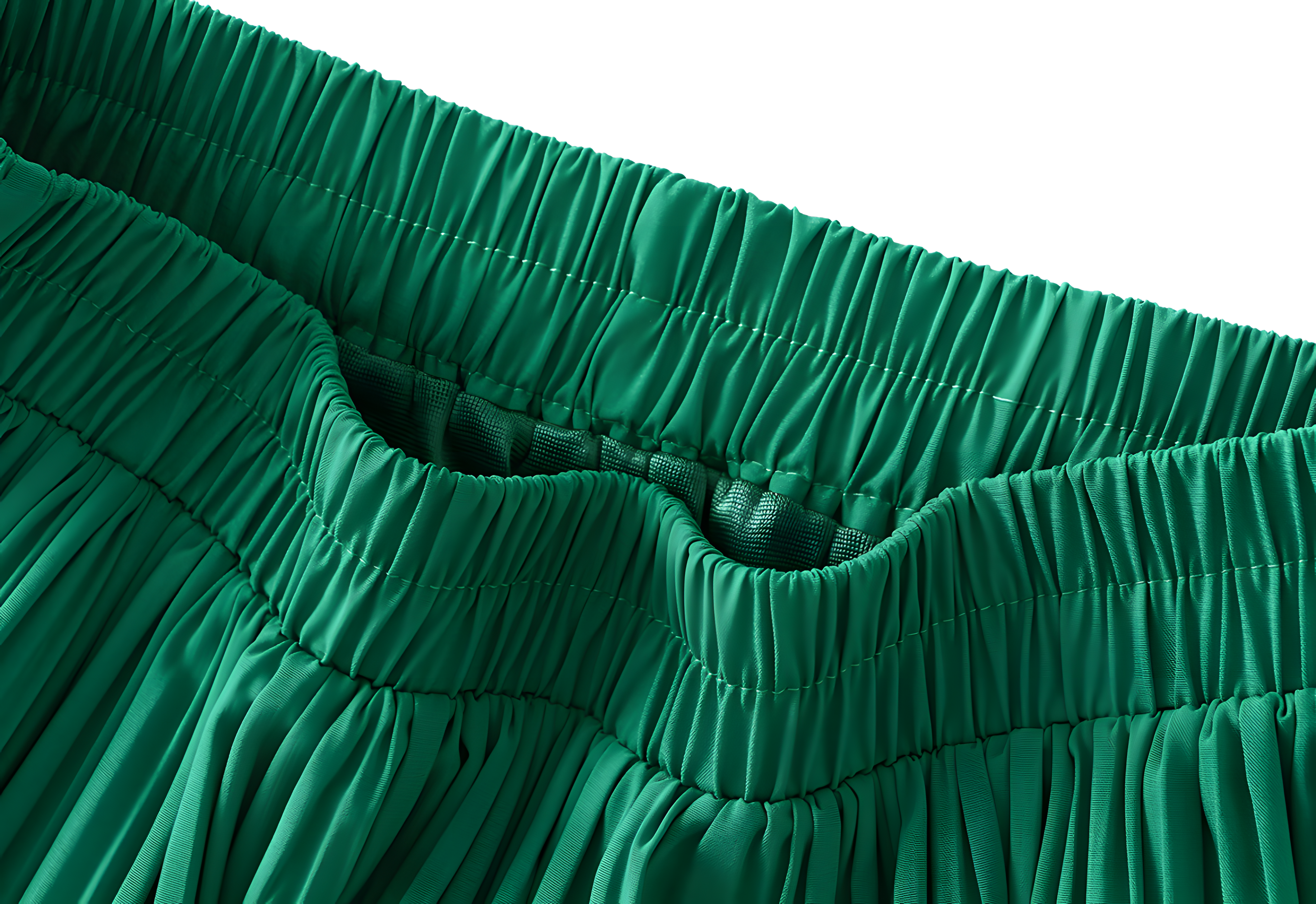 Mushroom Edge Pleated Skirt With Satin Lining - 1020_GREEN
