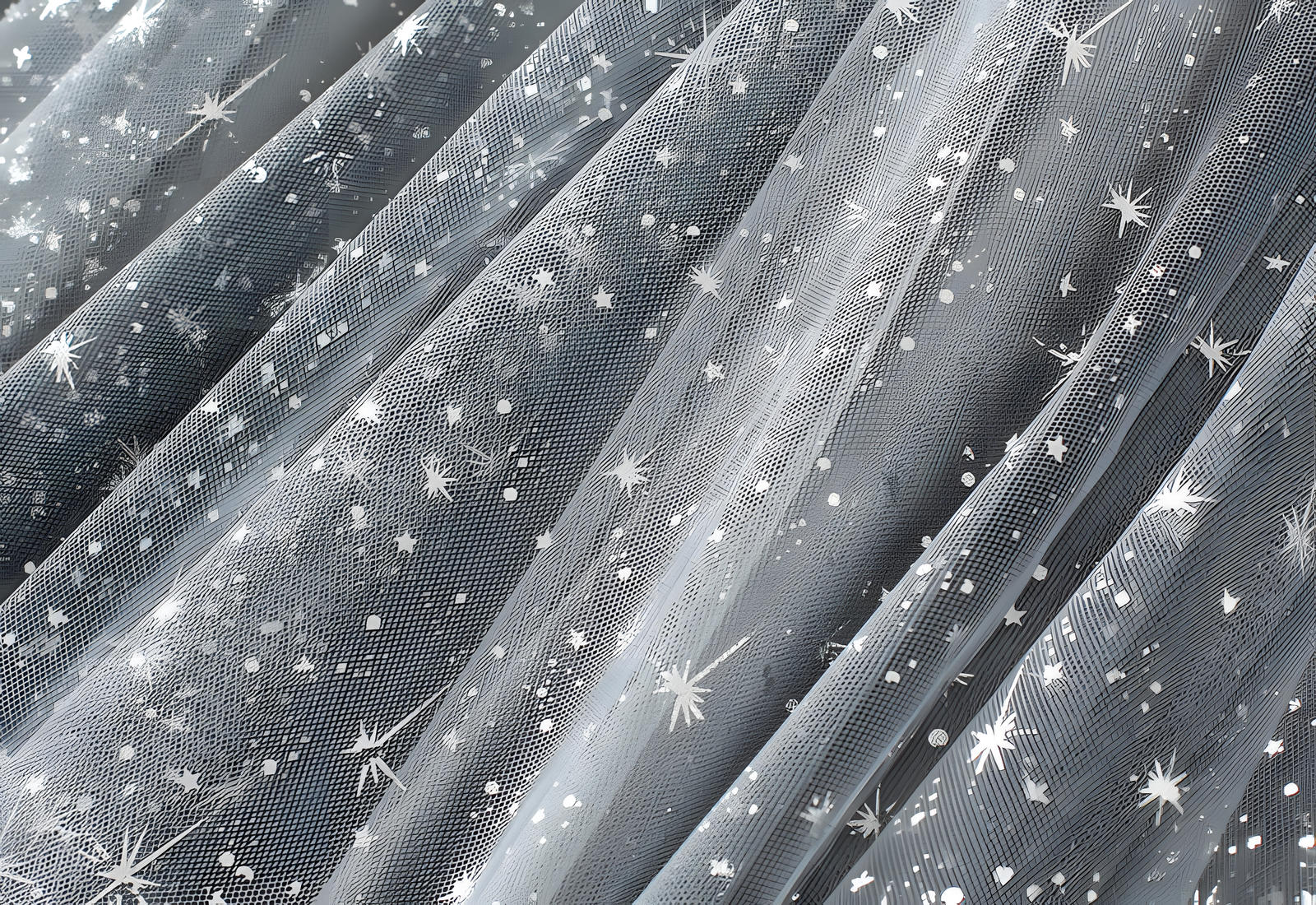 Multilayer Mesh Gauze Sequinned Star Embroidered A Line Skirt	- 9801_GRY