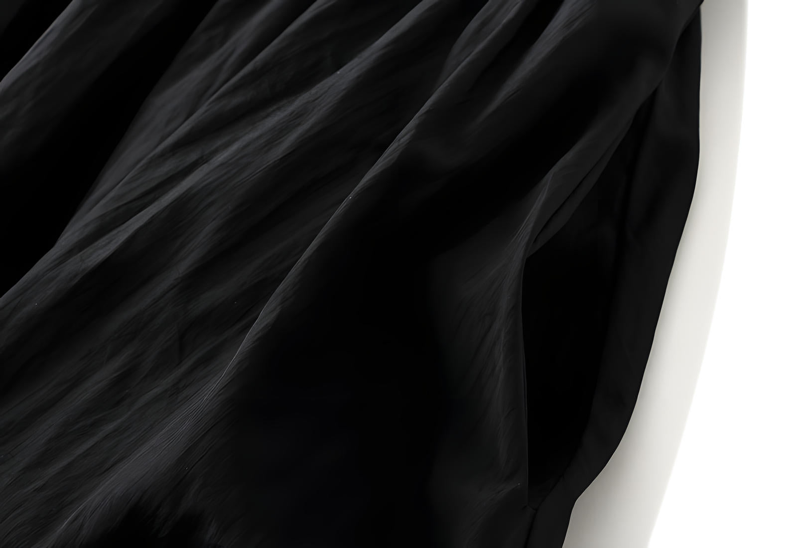 A-line High Waisted Mid Length Lantern Skirt With Both Side Pockets - 0503_BLACK