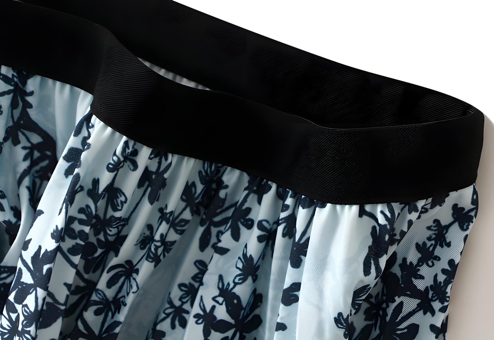 Chiffon Printed A Line Skirt - 2125_FLR_BLU