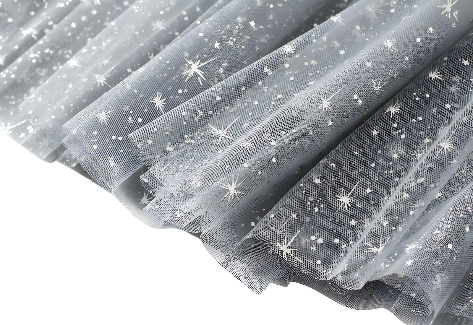 Multilayer Mesh Gauze Sequinned Star Embroidered A Line Skirt	- 9801_GRY