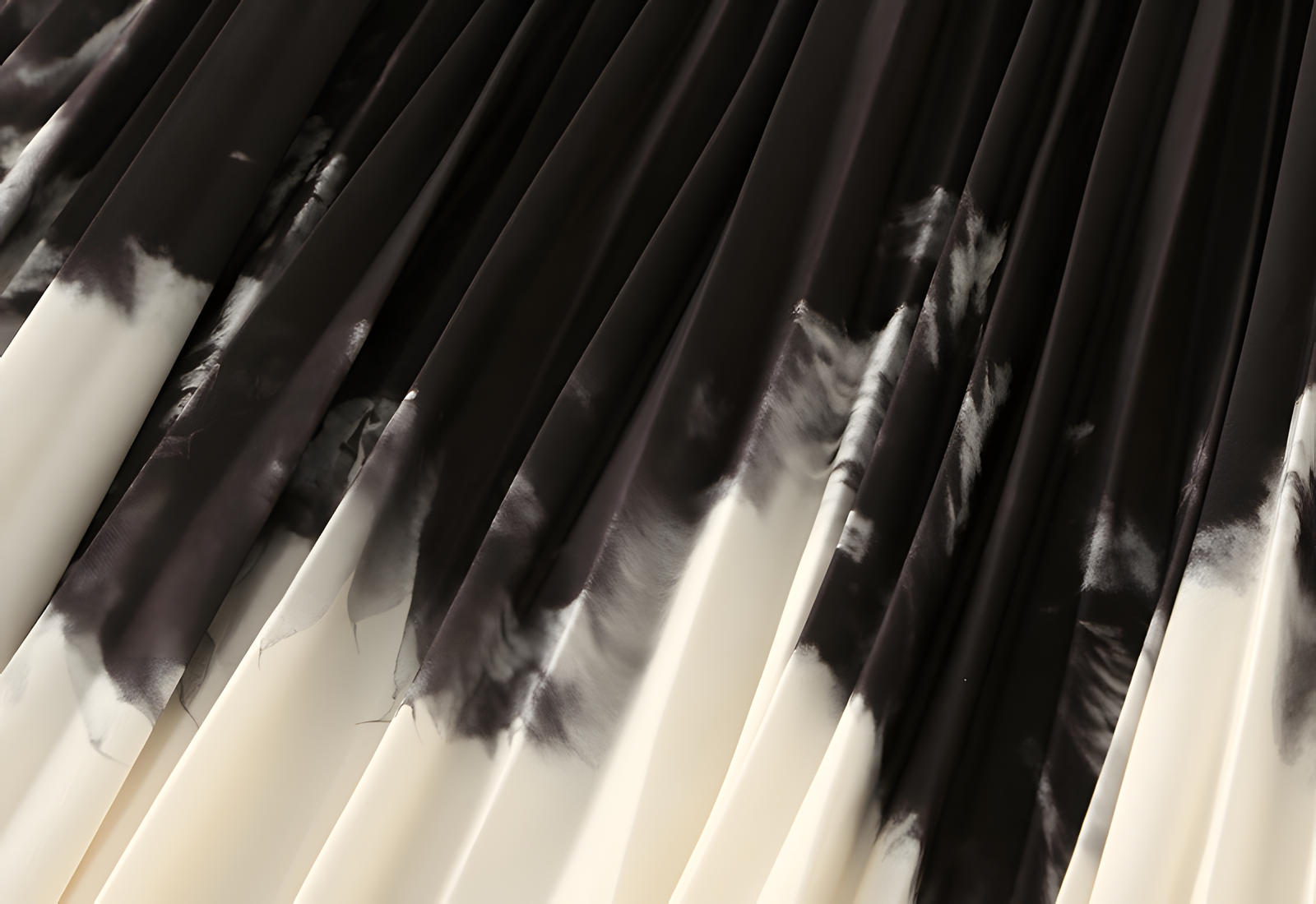 Contrast Color Gradient A Line Pleated White And Khaki Skirt - 2125_GRD_KHA