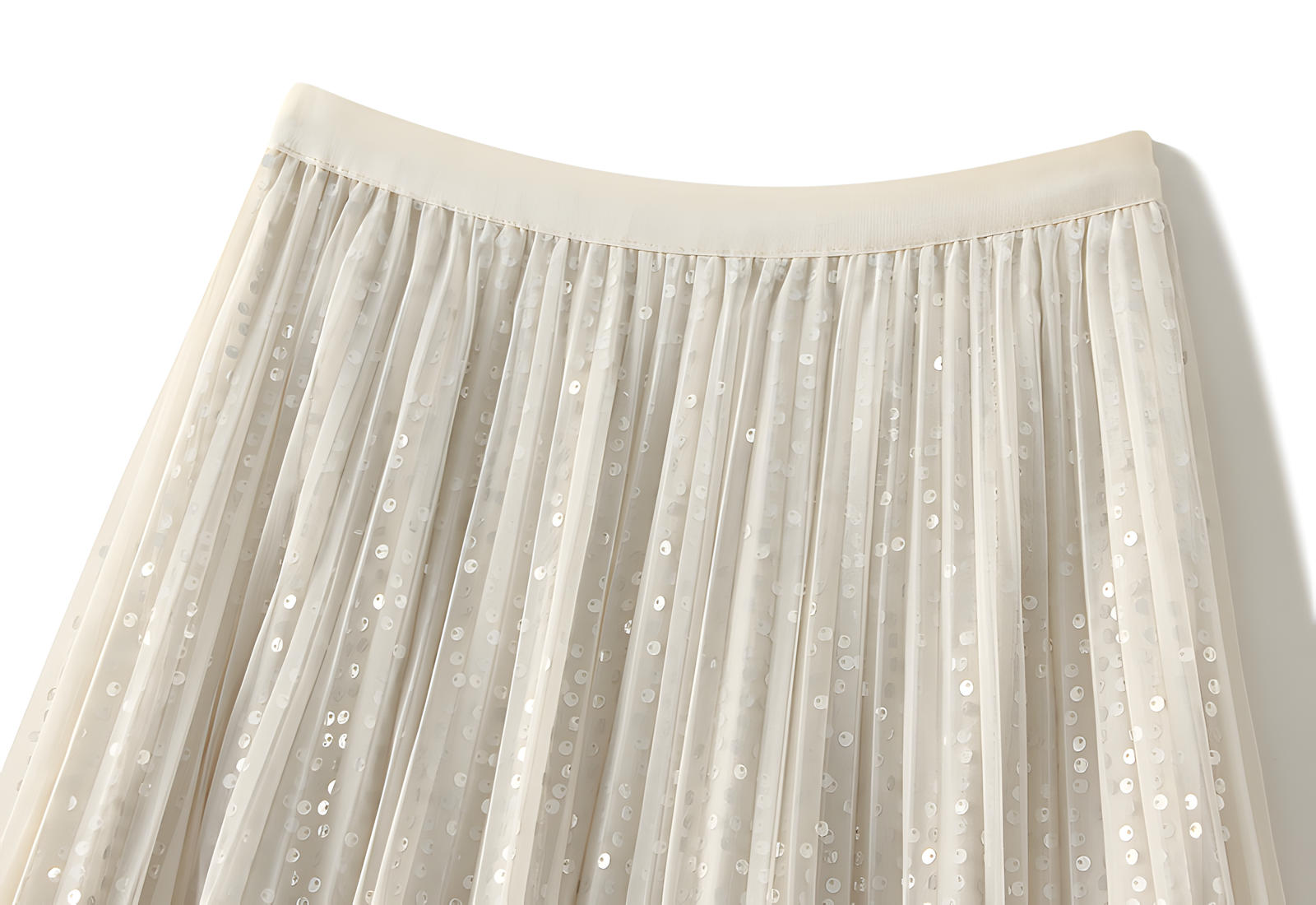 Multilayer Mesh and Sequinned A-Line Skirt with Satin Lining - K503_APRICOT