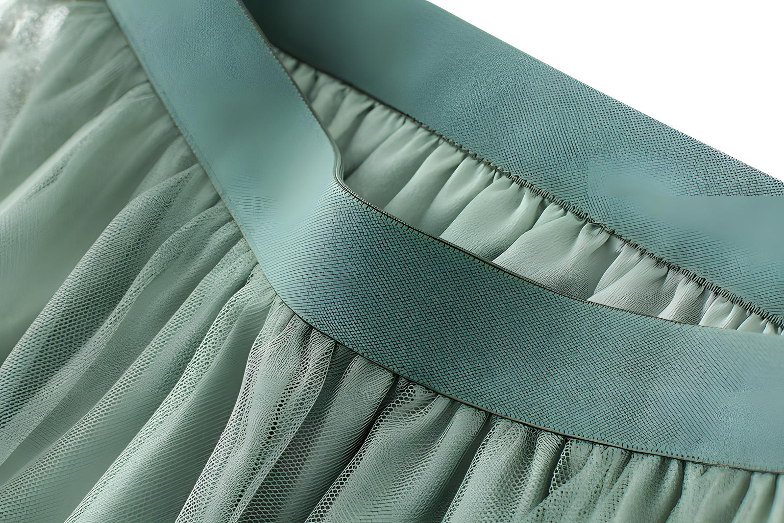 Multitier Irregular Mesh Green Skirt - 8621_GREEN