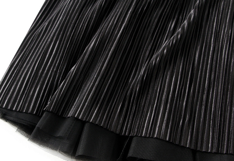 Double Sided Fishtail Gored Mesh Skirt - 1909_BLACK