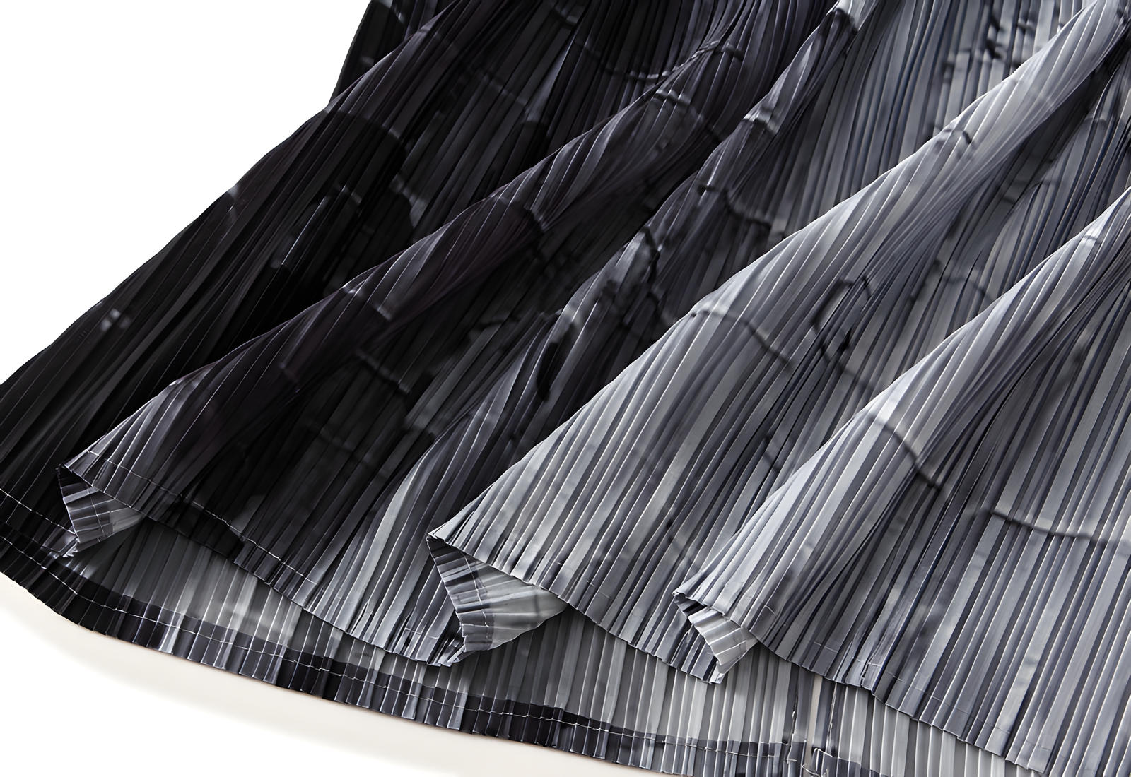 Miyaki Fold Self-Texture Back Slit Gradient Skirt - 0835_BLACK