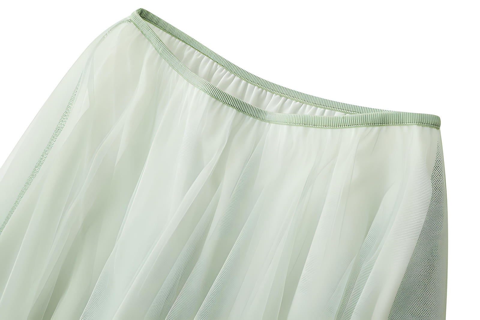 Multitier Irregular Mesh Green Gradient Skirt  - 8797_GREEN