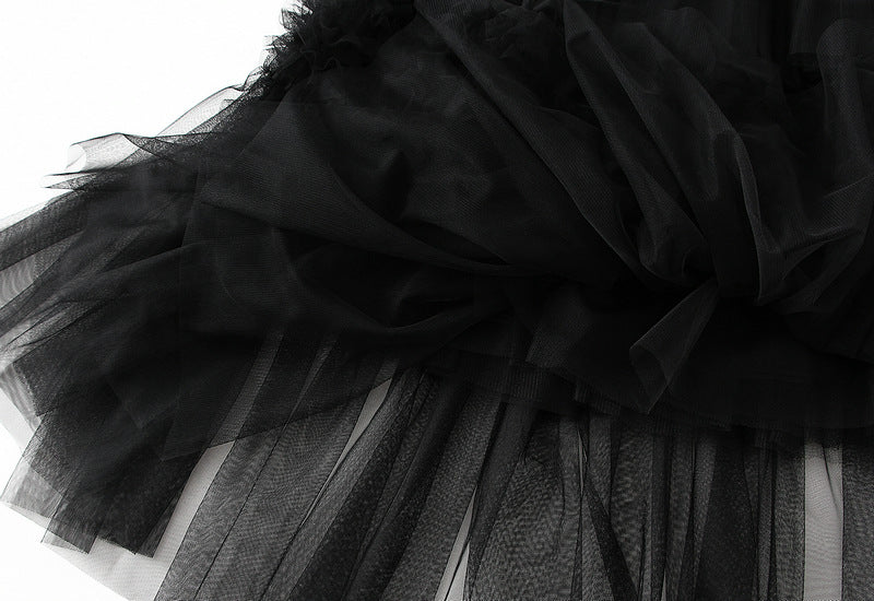 Whimsical Charm Layered Mesh Skirt - 1511_BLACK