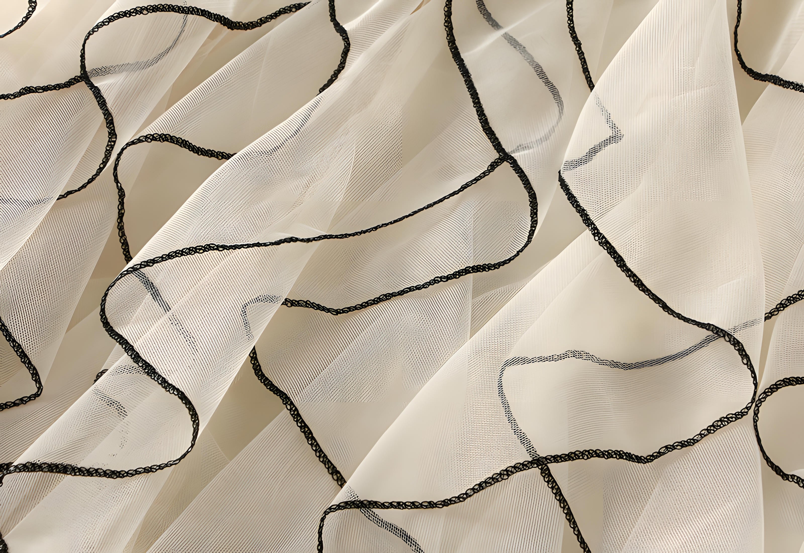 Ruffled Wavy Mesh A-Line Skirt - 0961_APRICOT