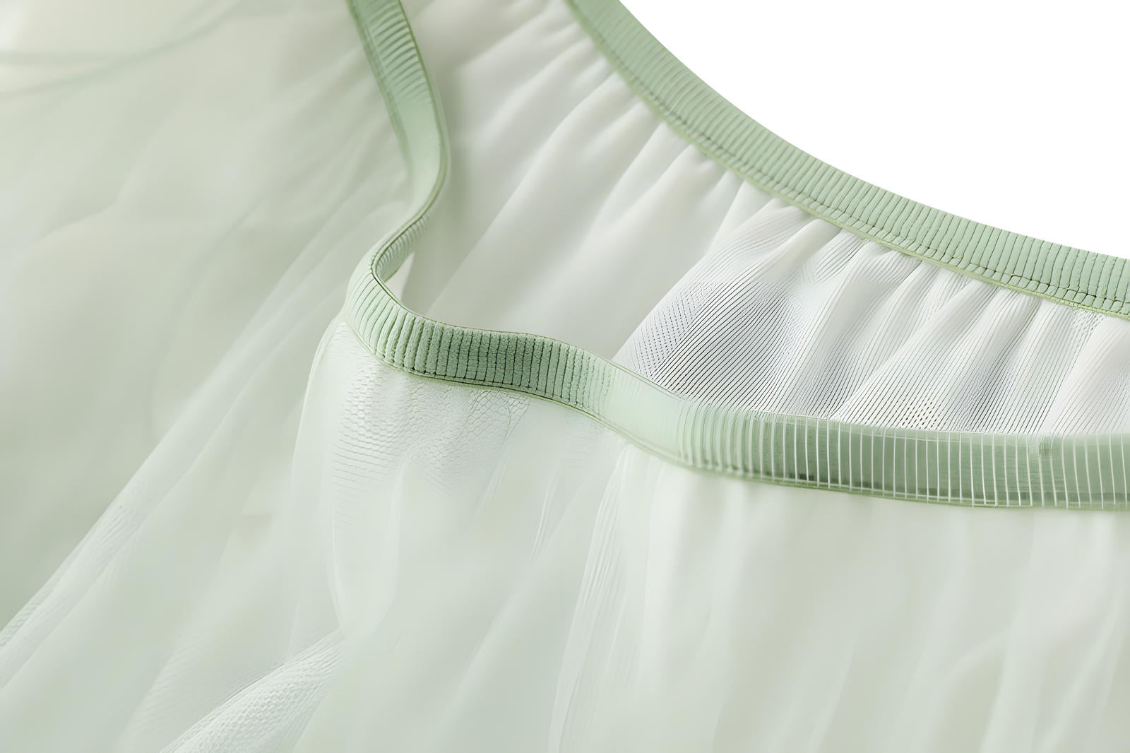 Multitier Irregular Mesh Green Gradient Skirt  - 8797_GREEN