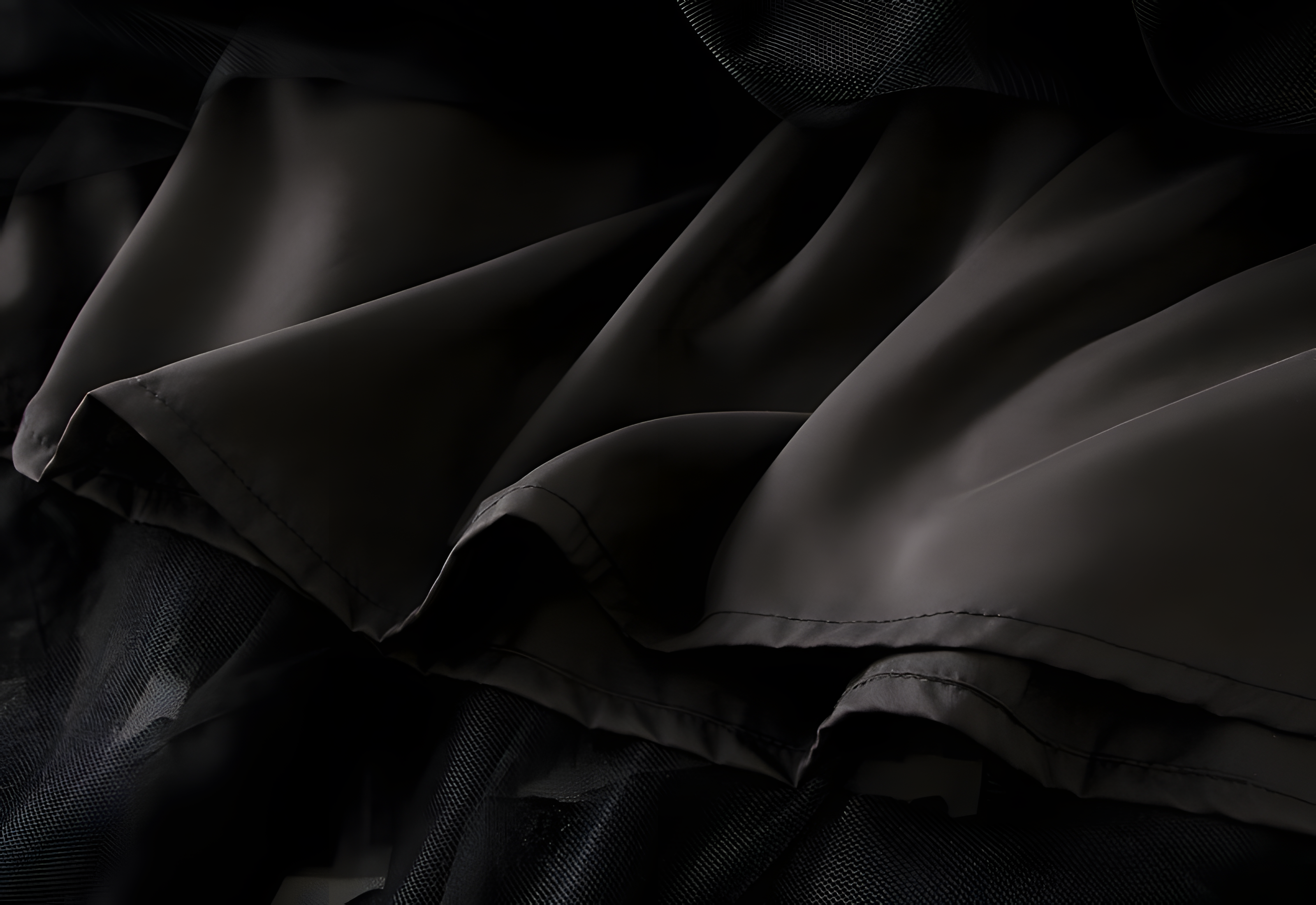 Heavy Mesh Gauze Skirt With Satin Lining - 1380_BLACK