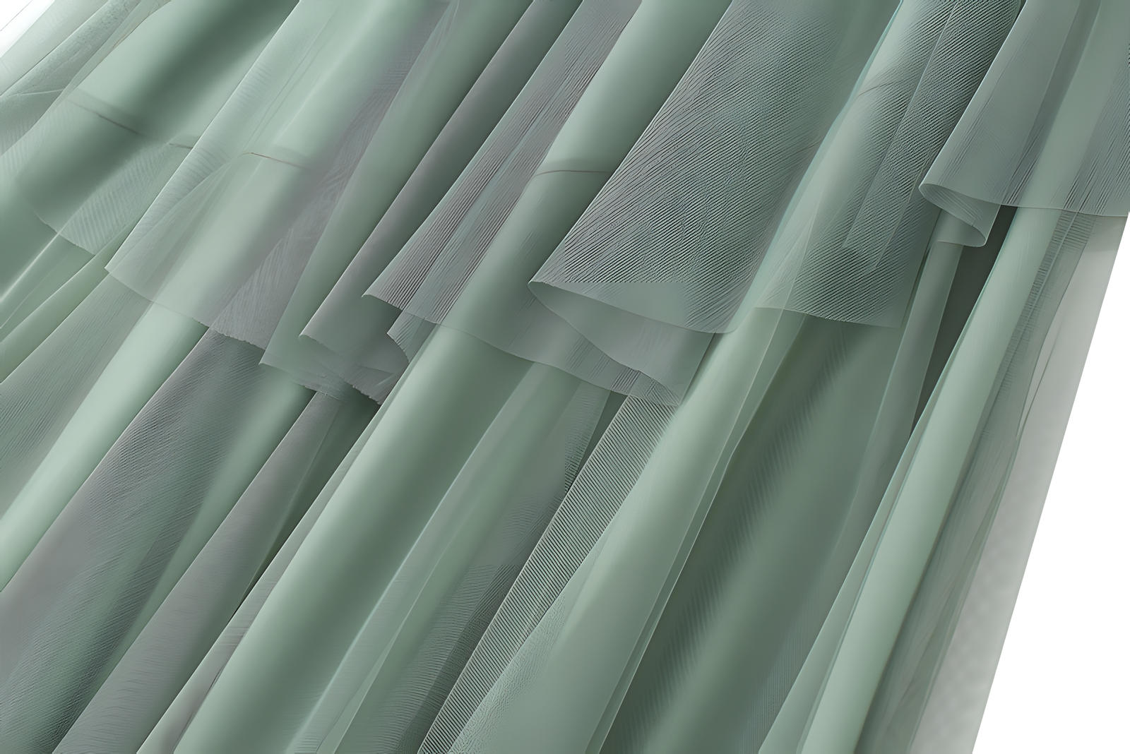 Multitier Irregular Mesh Green Skirt - 8621_GREEN