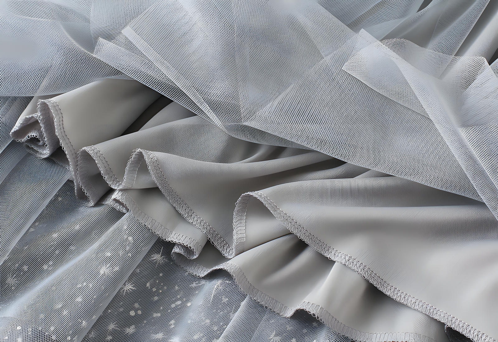 Multilayer Mesh Gauze Sequinned Star Embroidered A Line Skirt	- 9801_GRY