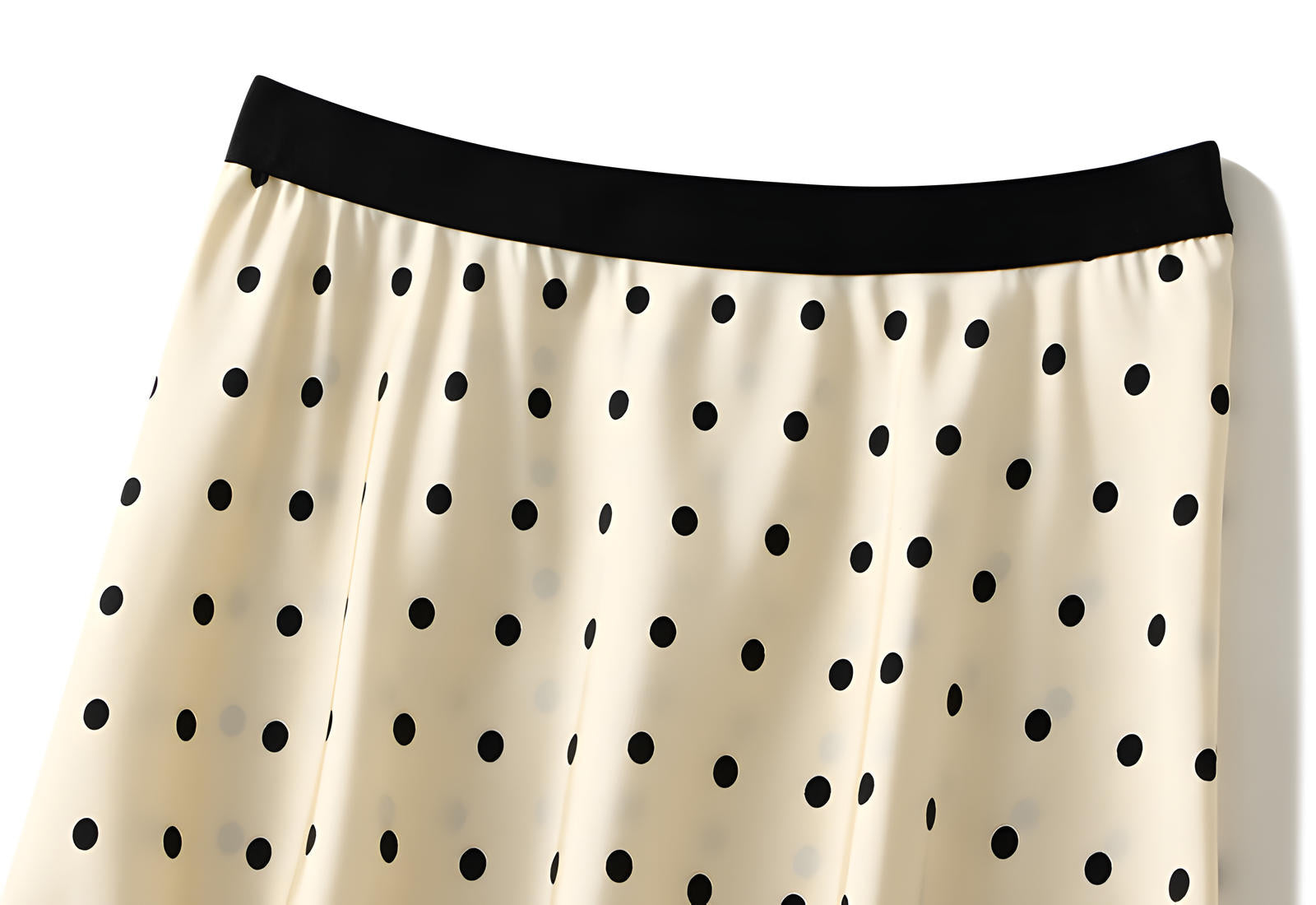 Small Polka Dot Retro A-Line Satin Skirt - 9830_small_WHITE