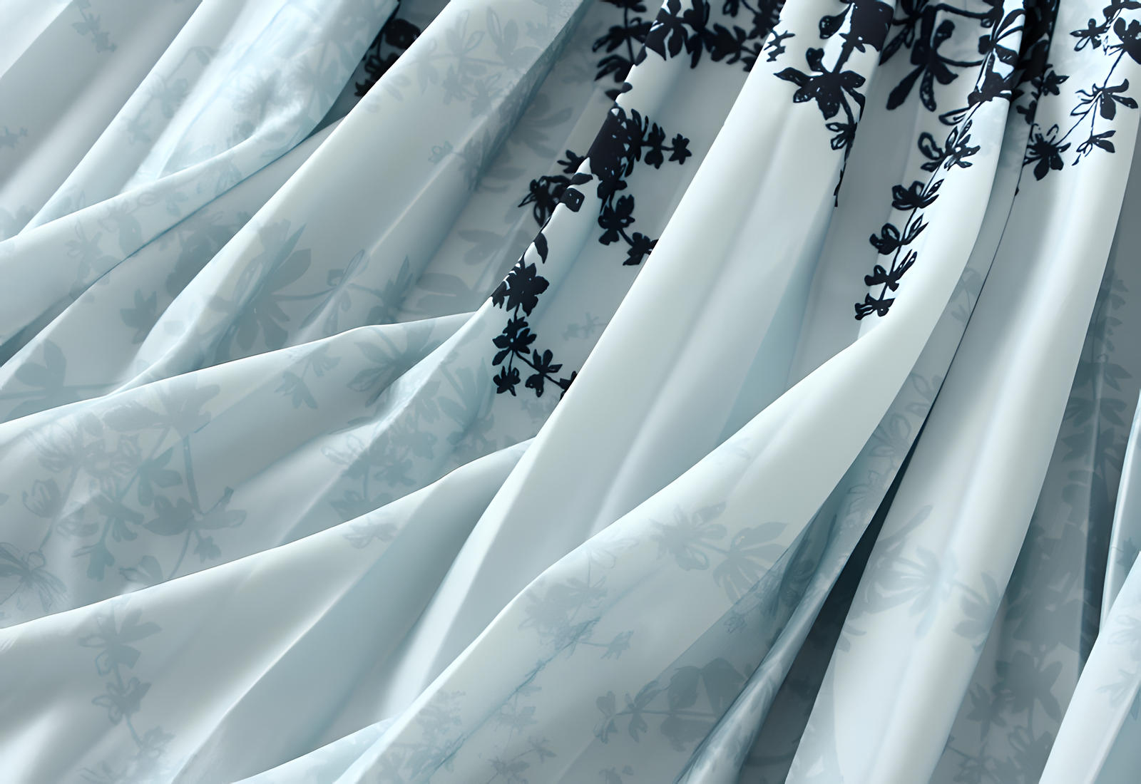 Chiffon Printed A Line Skirt - 2125_FLR_BLU