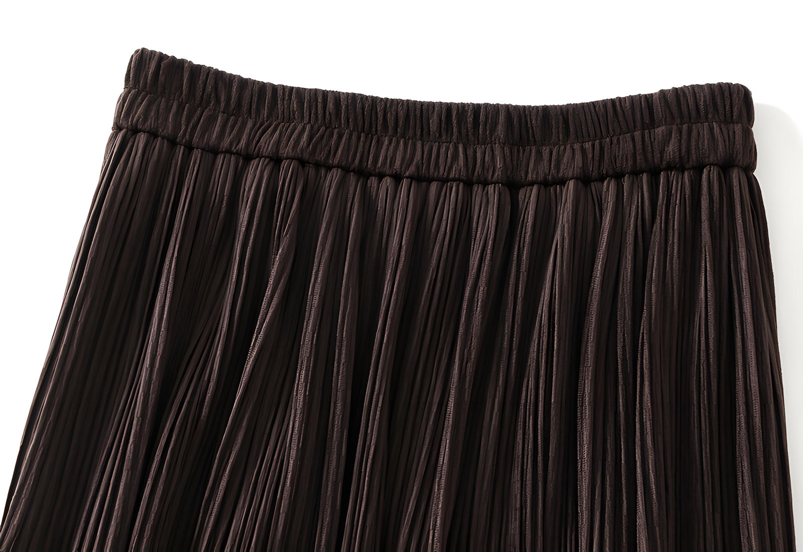 Micro Pleated Velvet A - Line Retro Skirt in Dark Brown - 1911_DARKBROWN