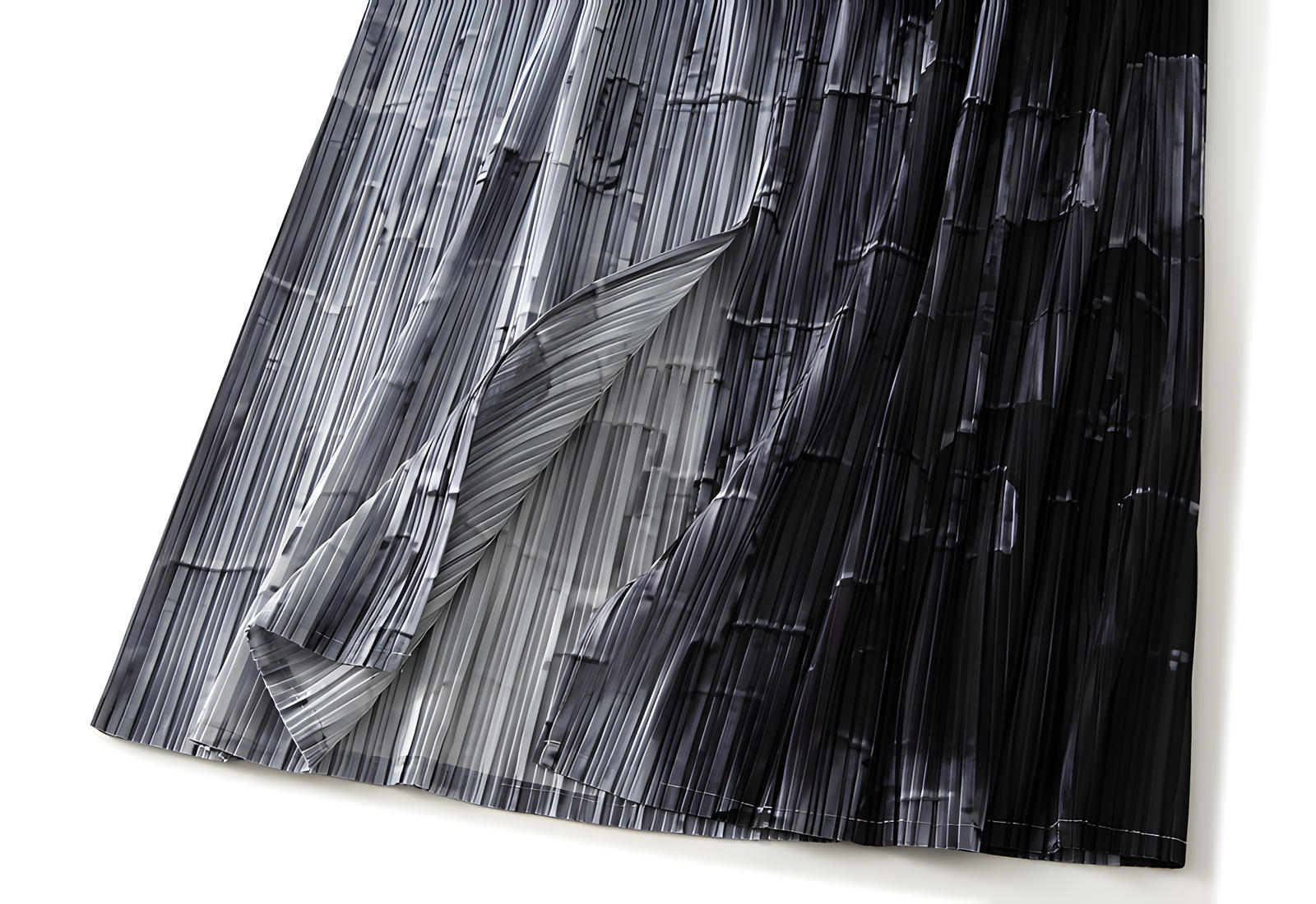 Miyaki Fold Self-Texture Back Slit Gradient Skirt - 0835_BLACK