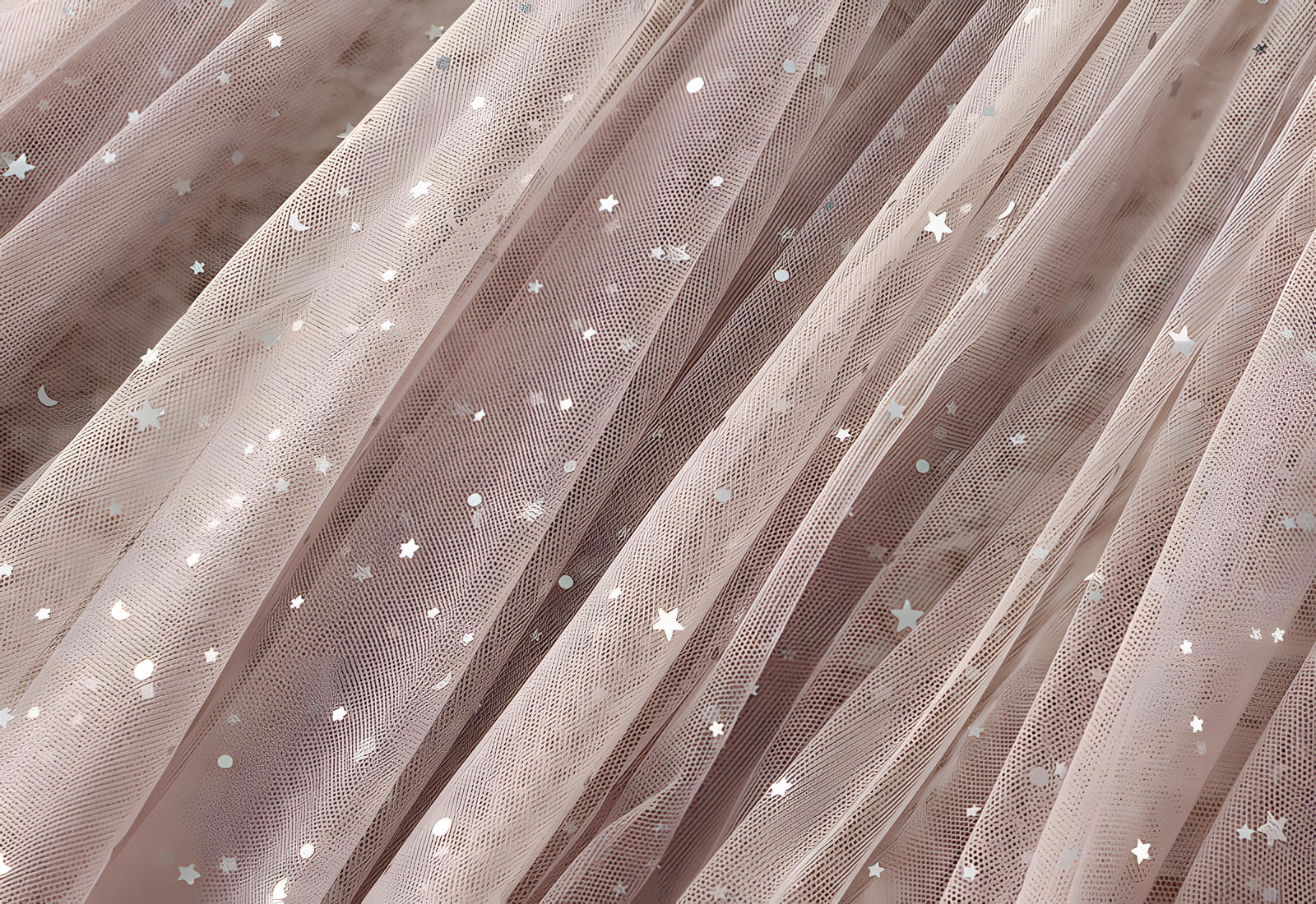 Fluffy Star Sequin Irregular Mesh And Velvet Skirt - 0310_APRICOT