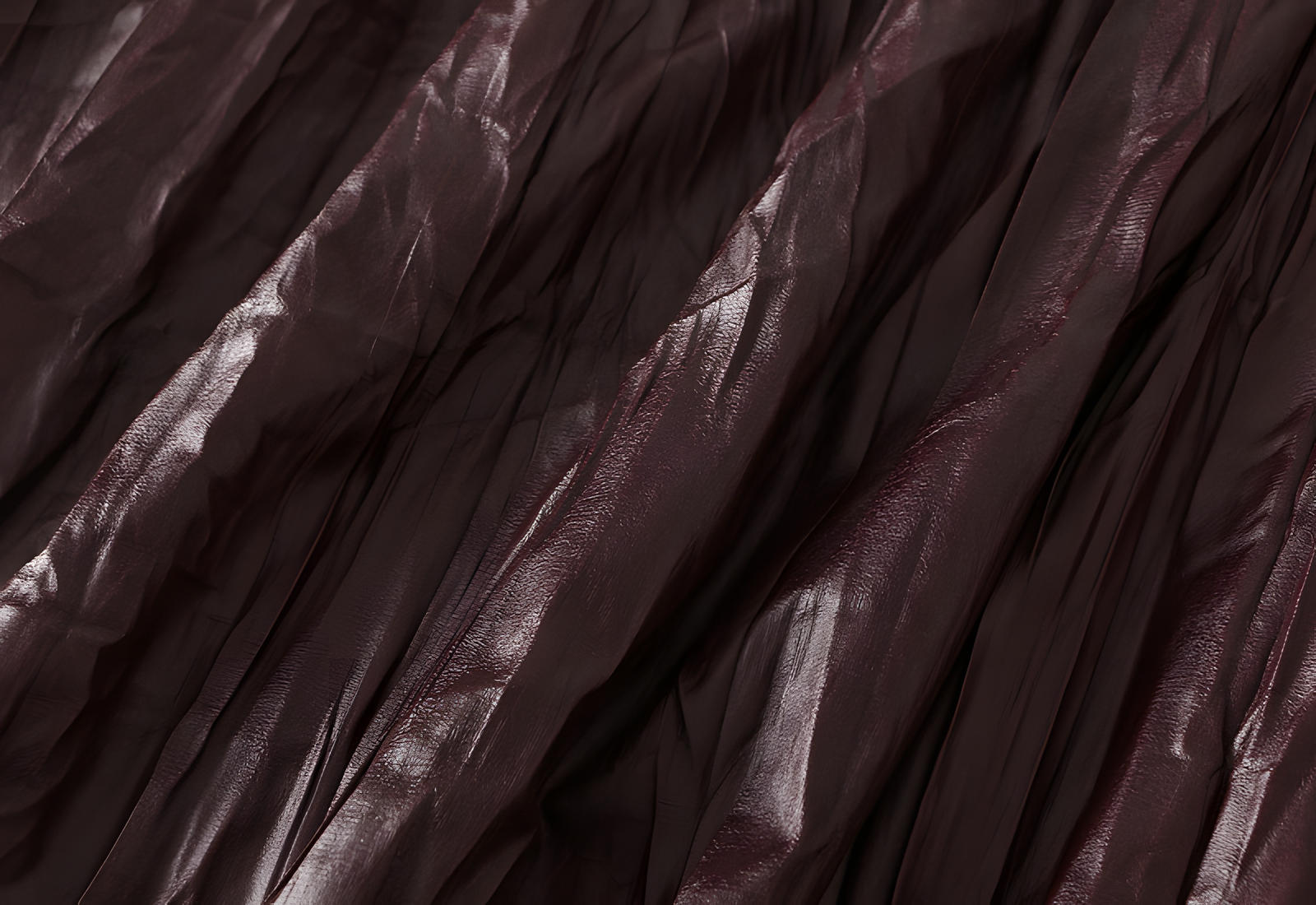 A-Line Crushed Look PU Leather Pleated Wine Red Skirt - 8912_WIN