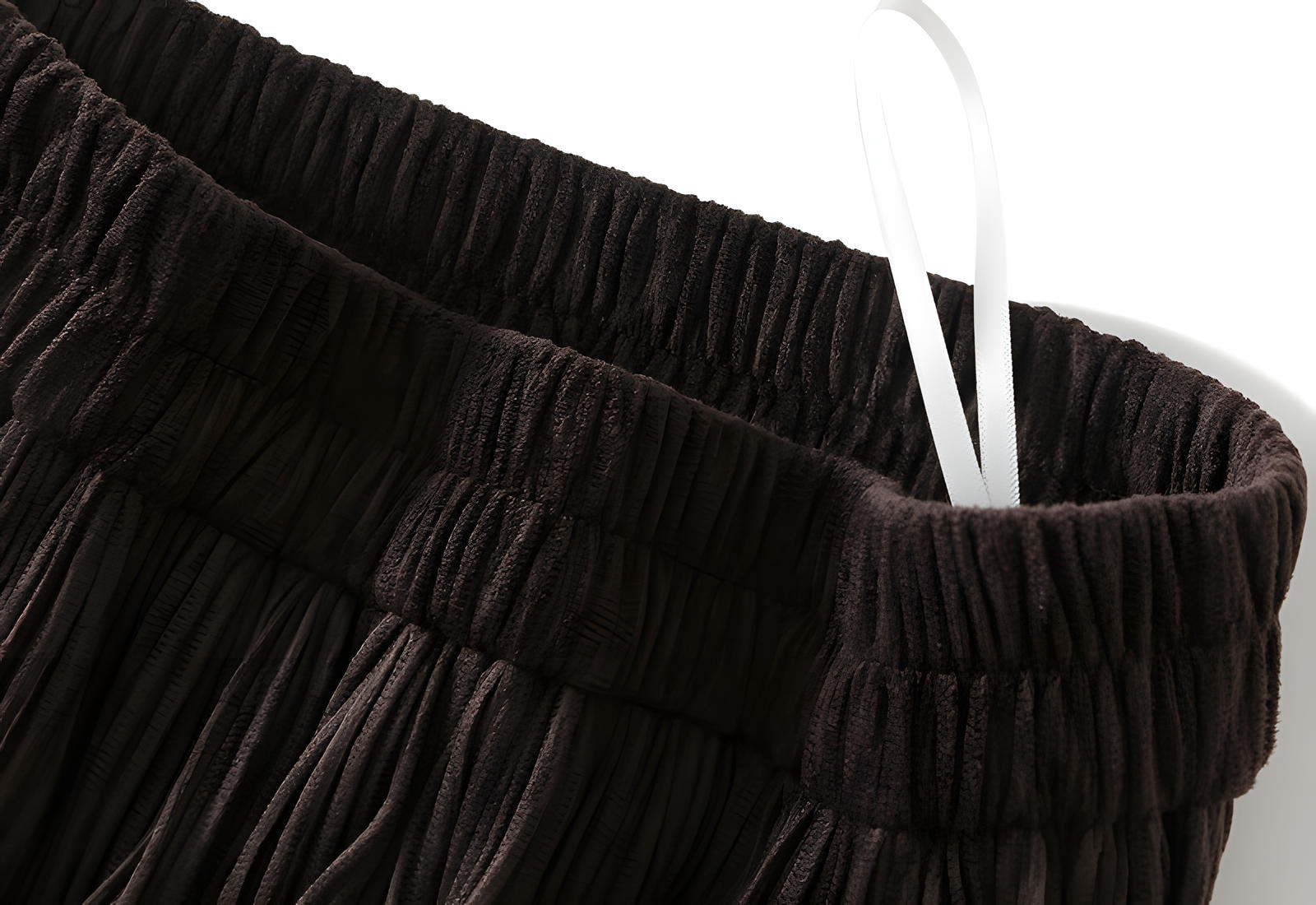 Micro Pleated Velvet A - Line Retro Skirt in Dark Brown - 1911_DARKBROWN