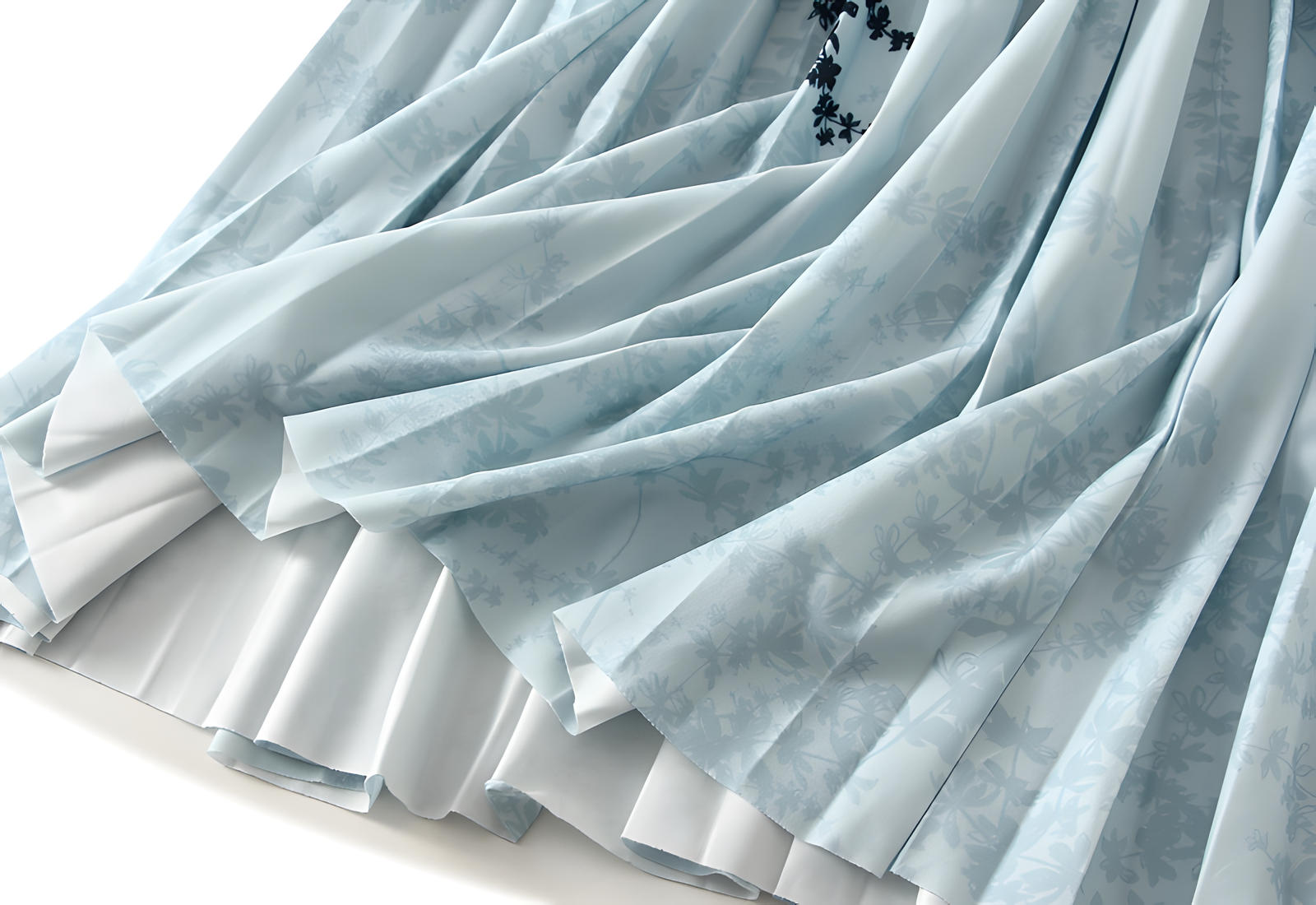 Chiffon Printed A Line Skirt - 2125_FLR_BLU