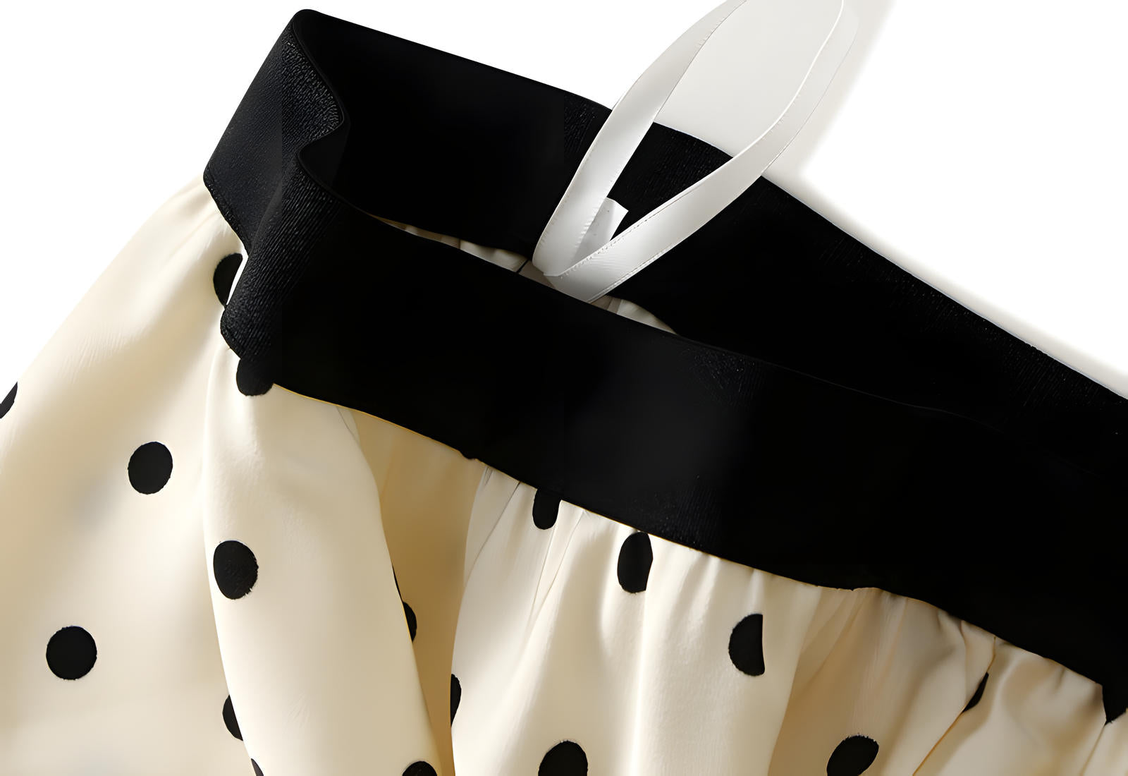 Small Polka Dot Retro A-Line Satin Skirt - 9830_small_WHITE