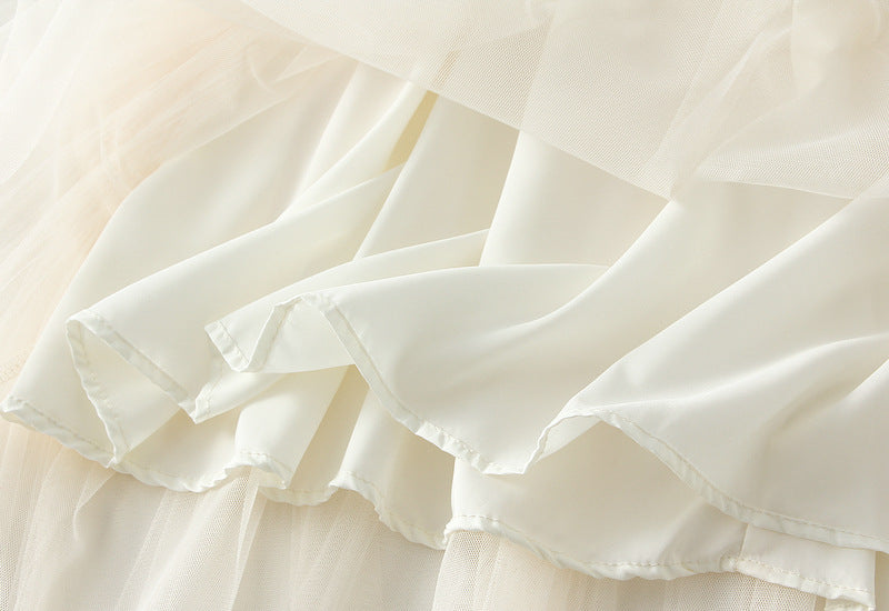 Parisian Bloom 3D Rose Mesh A-Line Skirt - 2165_APRICOT