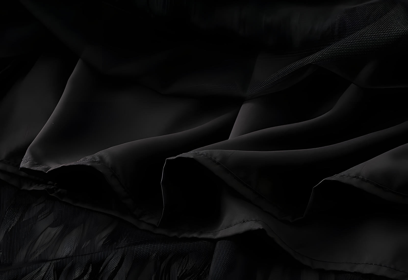 Multilayer Ripple Self Design A-Line Skirt	- J895_BLACK