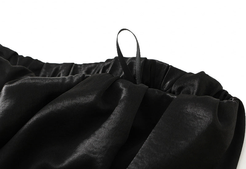 Luxe Satin Drape A-Line Skirt with Fluid Elegance - 9903-1_BLACK_L