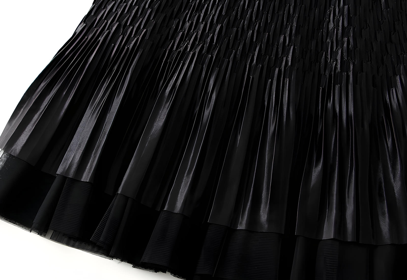 Mesh Multilayer Reversible Embossed Velvet Lining Skirt - 3613_BLACK