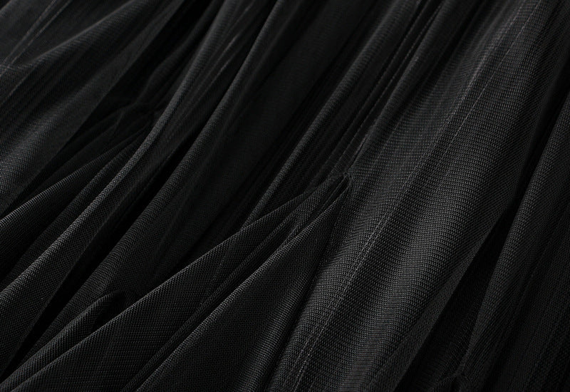 Double Sided Fishtail Gored Mesh Skirt - 1909_BLACK