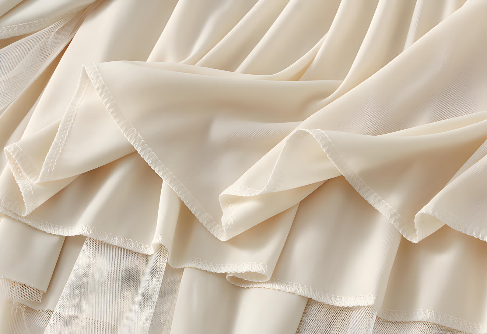 Velvet And Mesh Apricot Gored Skirt - D8810_APR