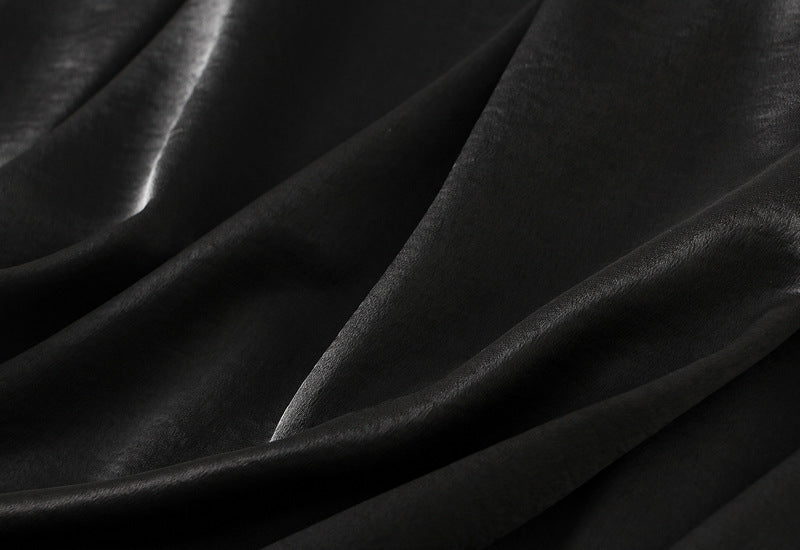 Luxe Satin Drape A-Line Skirt with Fluid Elegance - 9903-1_BLACK_L