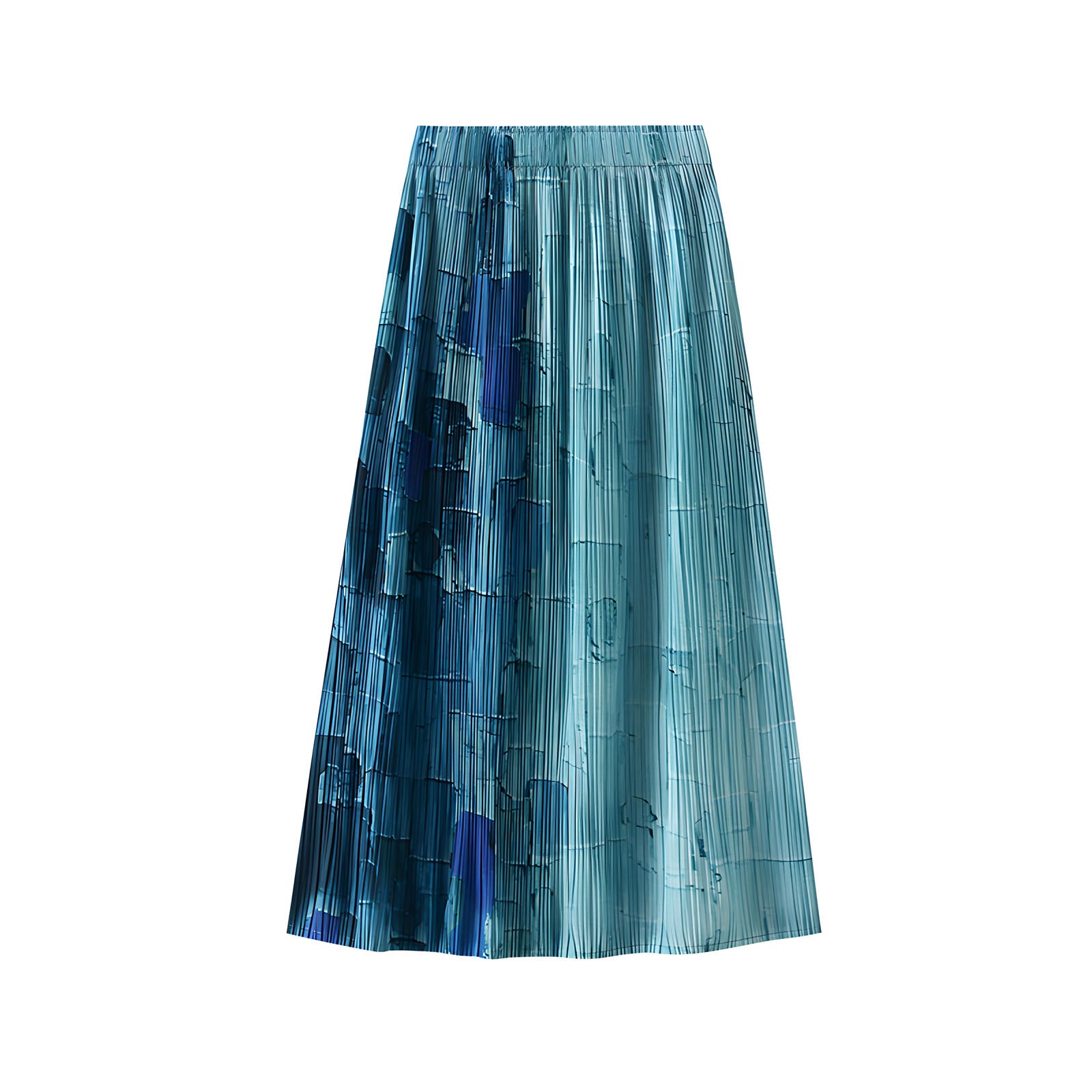Miyaki Fold Self-Texture Back Slit Gradient Skirt - 0835_BLUE