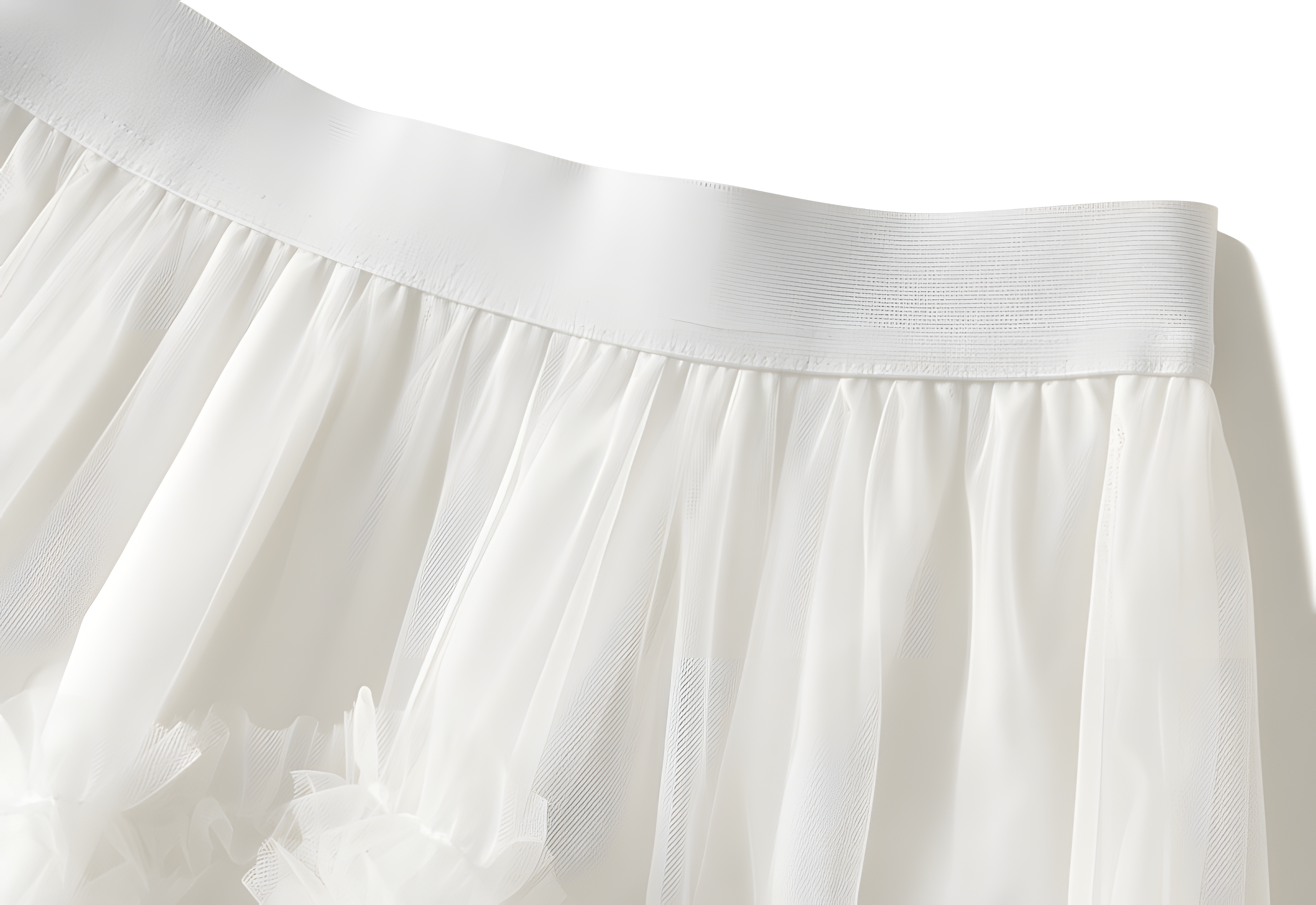 Heavy Mesh Gauze Skirt With Satin Lining - 1380_WHITE