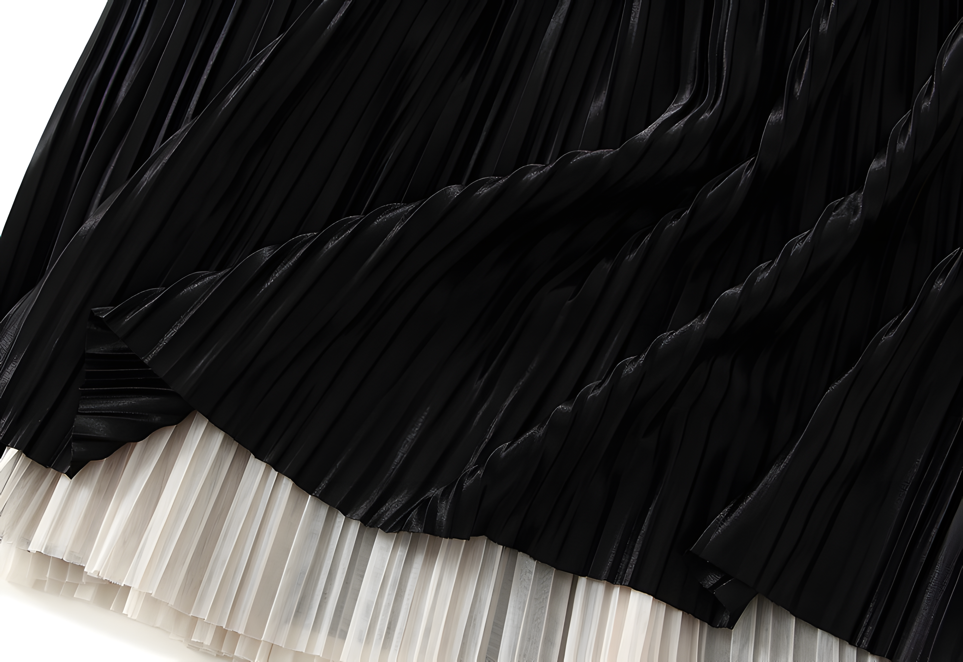 Elegant Luxury Gradient Multilayer A-Line Mesh Skirt - 0872_BLACK