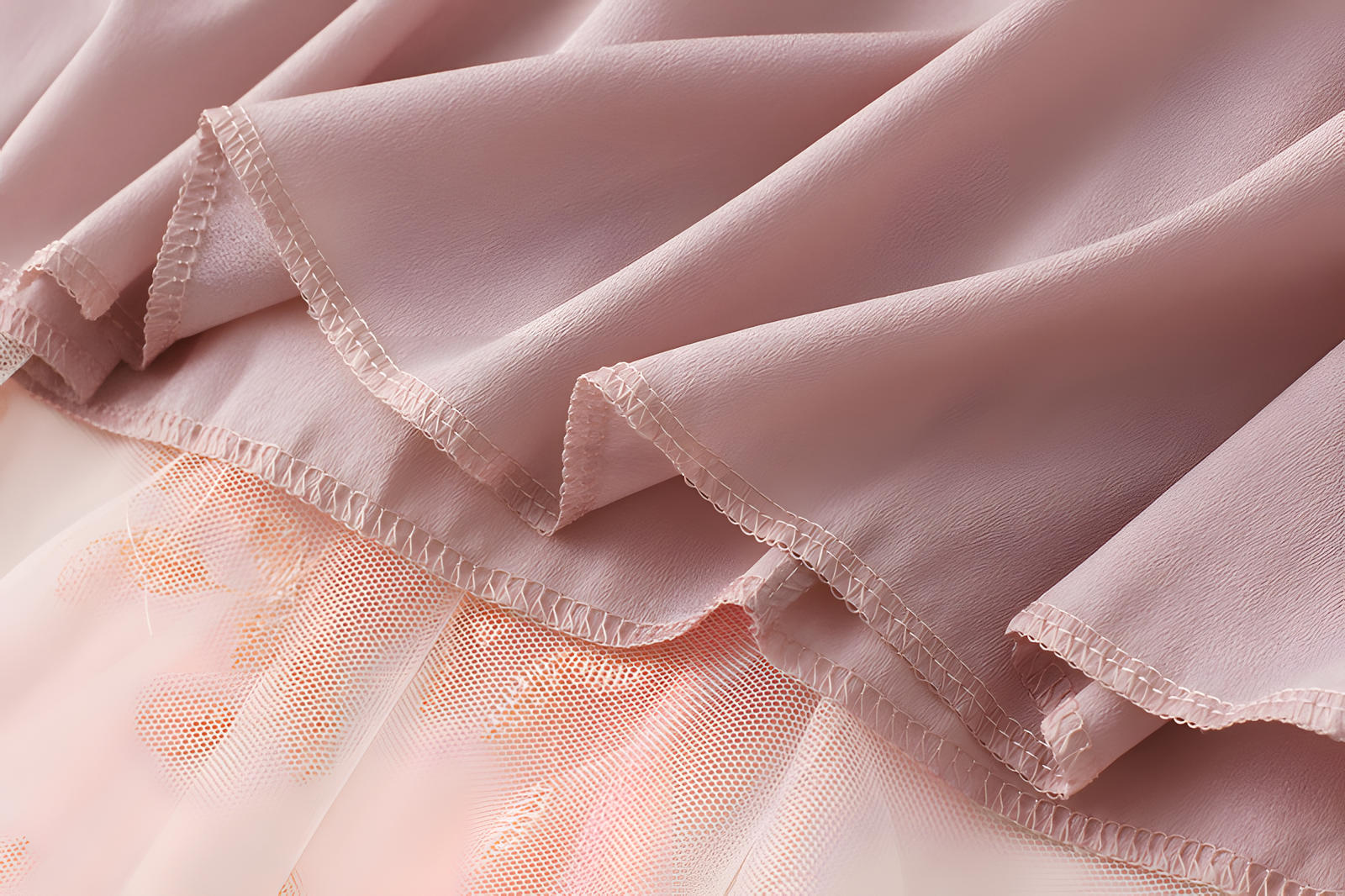 Flower Embellished and Embroidered Mesh A-Line Skirt With Satin Lining - 8692_PINK