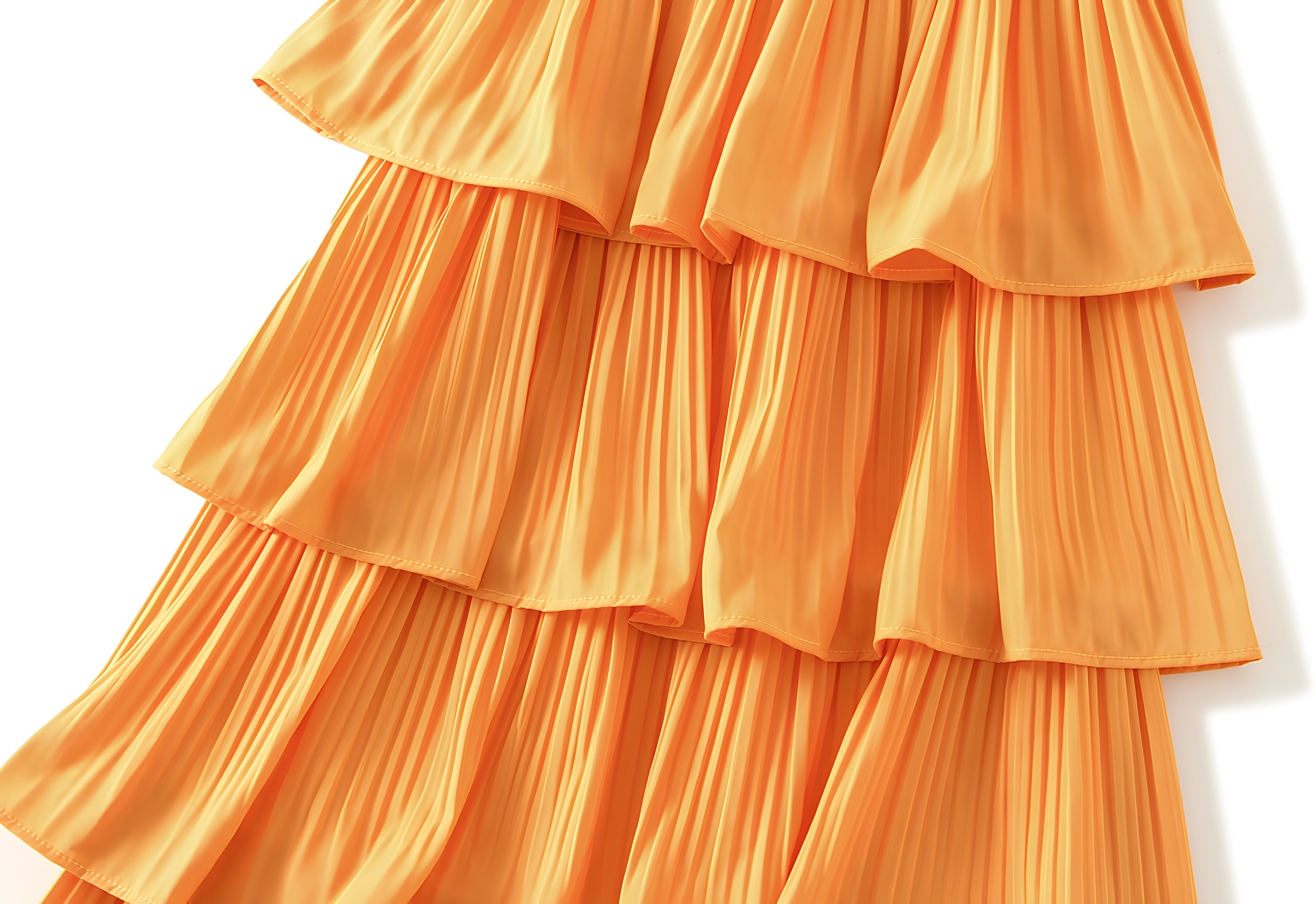 Mushroom Edge Pleated Skirt With Satin Lining - 1020_ORANGE