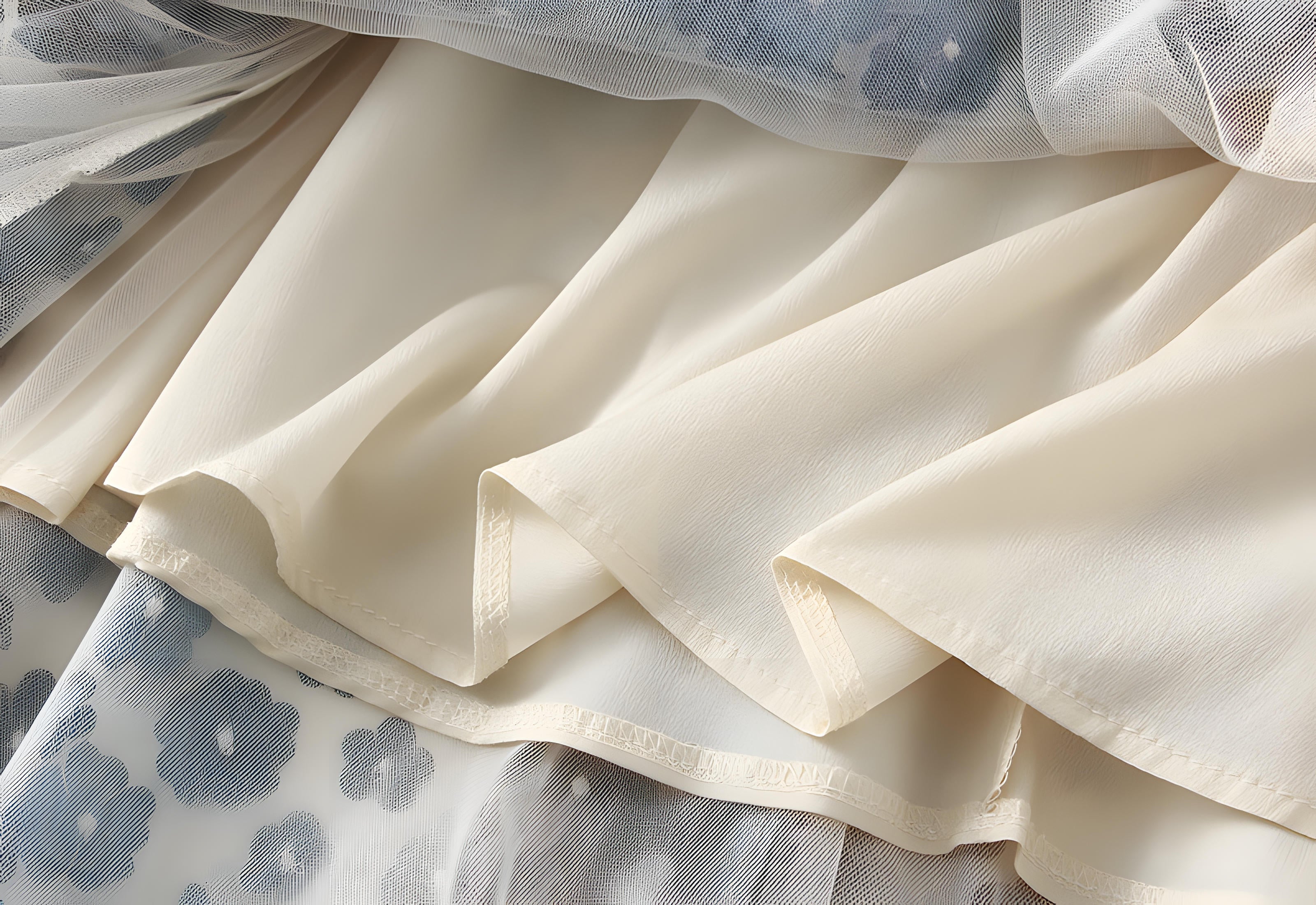 Multilayer Mesh Flower Skirt With Satin Lining - 1855_BLUE