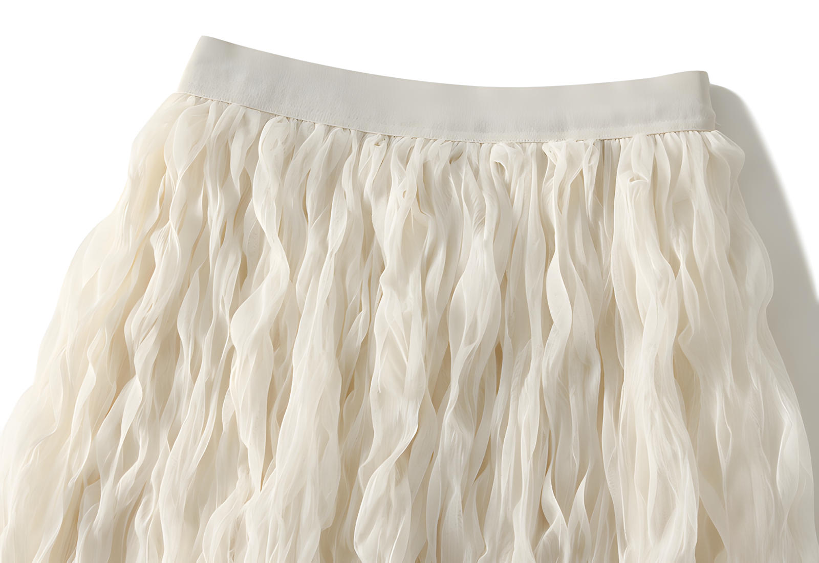 Multilayer Ripple Self Design A-Line Skirt	- J895_APRICOT