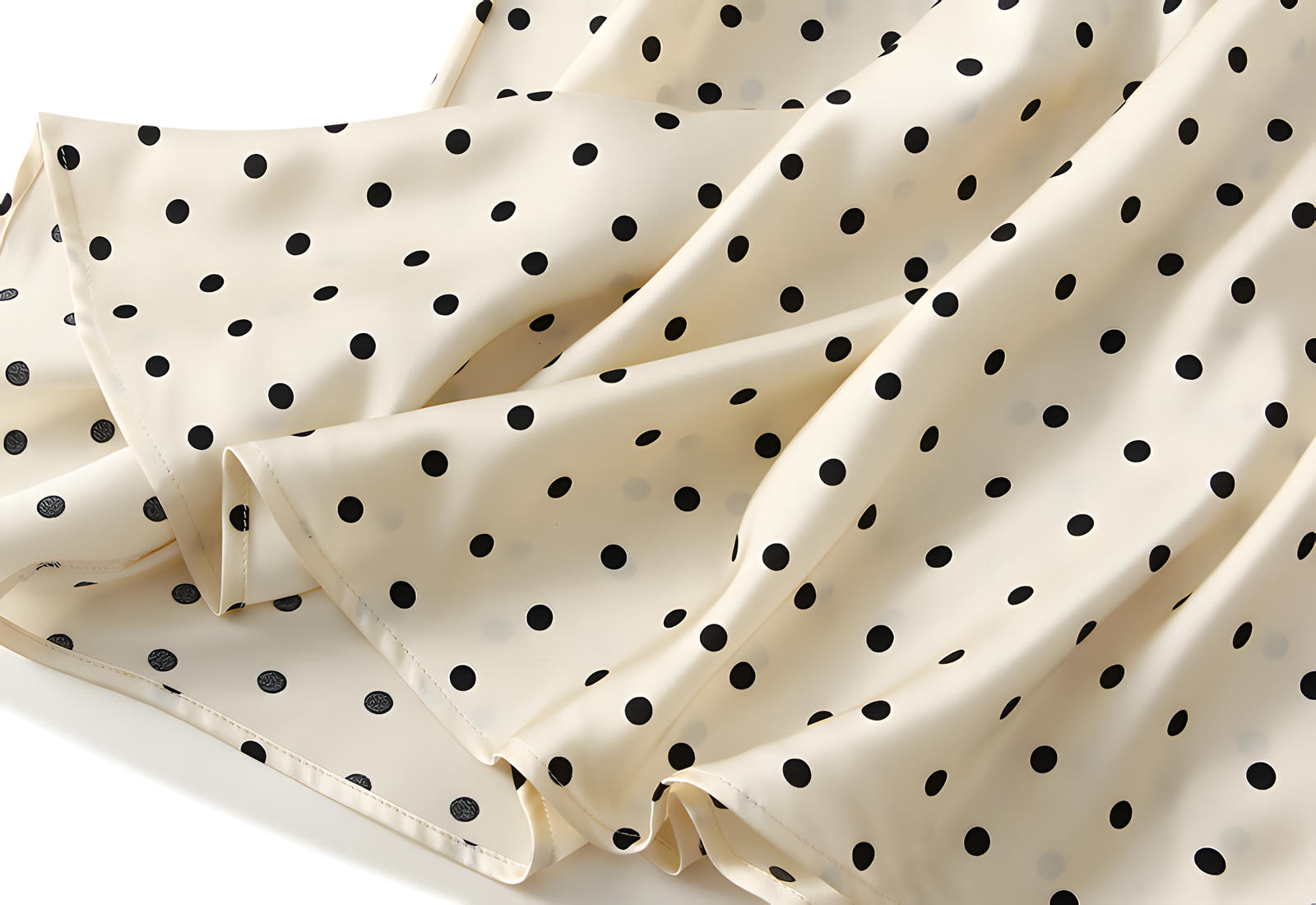 Small Polka Dot Retro A-Line Satin Skirt - 9830_small_WHITE