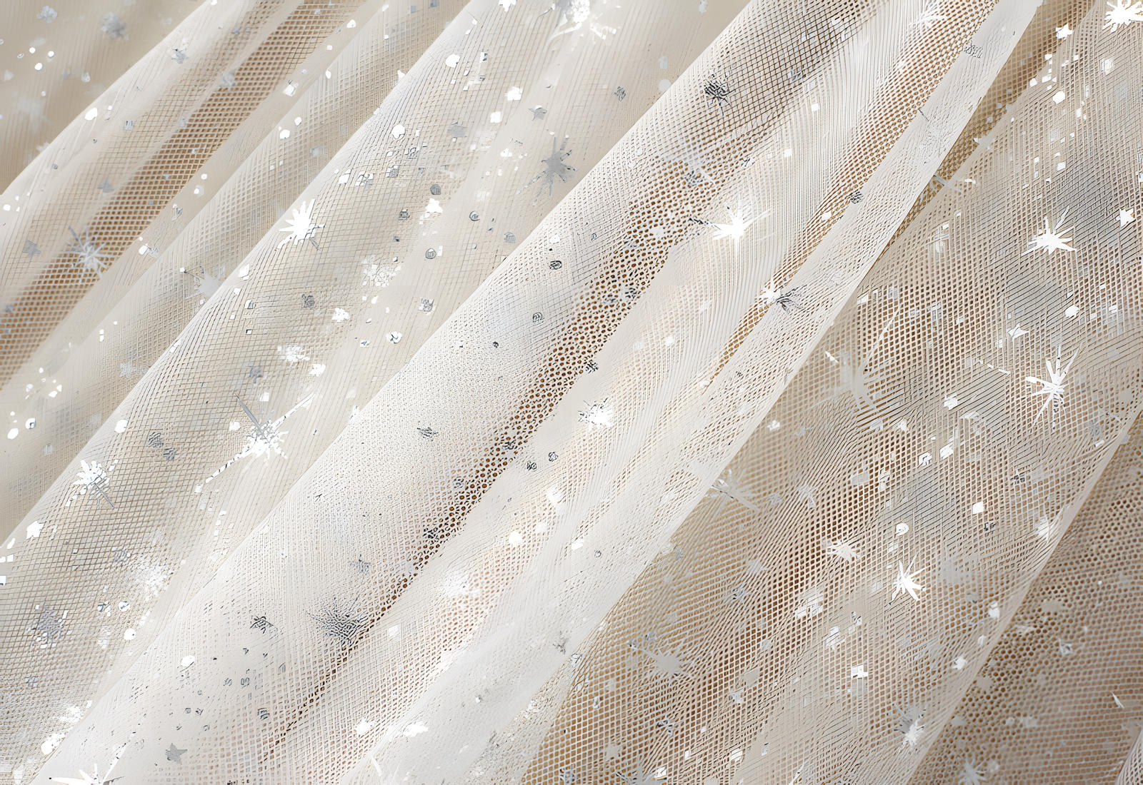 Multilayer Mesh Gauze Sequinned Star Embroidered A Line Skirt	- 9801_APRICOT