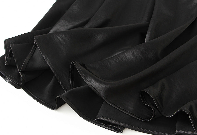 Luxe Satin Drape A-Line Skirt with Fluid Elegance - 9903-1_BLACK_L