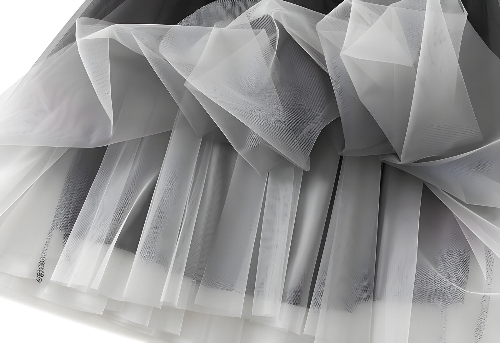 Mesh Multilayer Gradient Short Skirt With Satin Lining - 1365_GREY