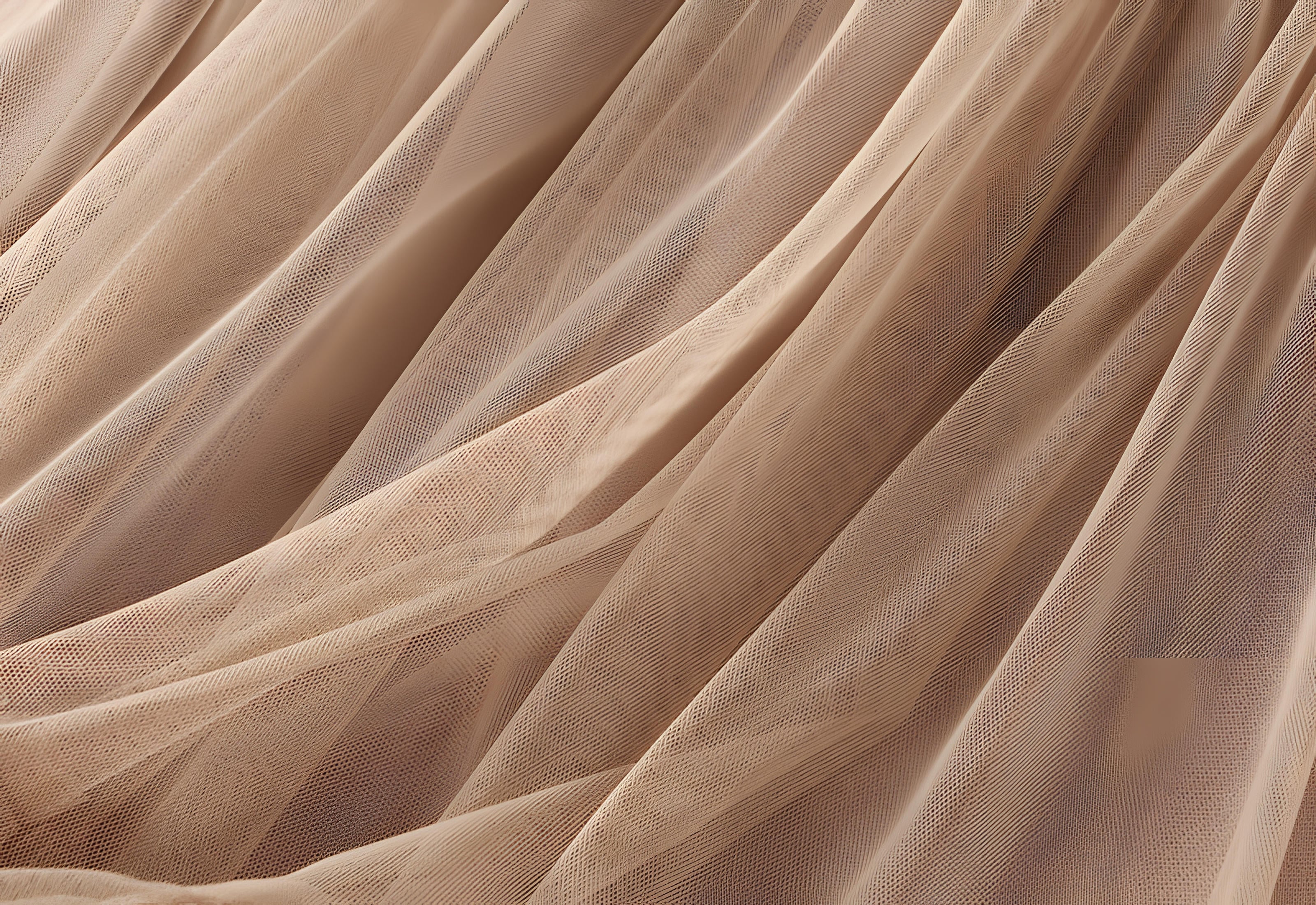 Extra large Hem Multilayer A-Line Mesh Skirt - 8023_KHAKI