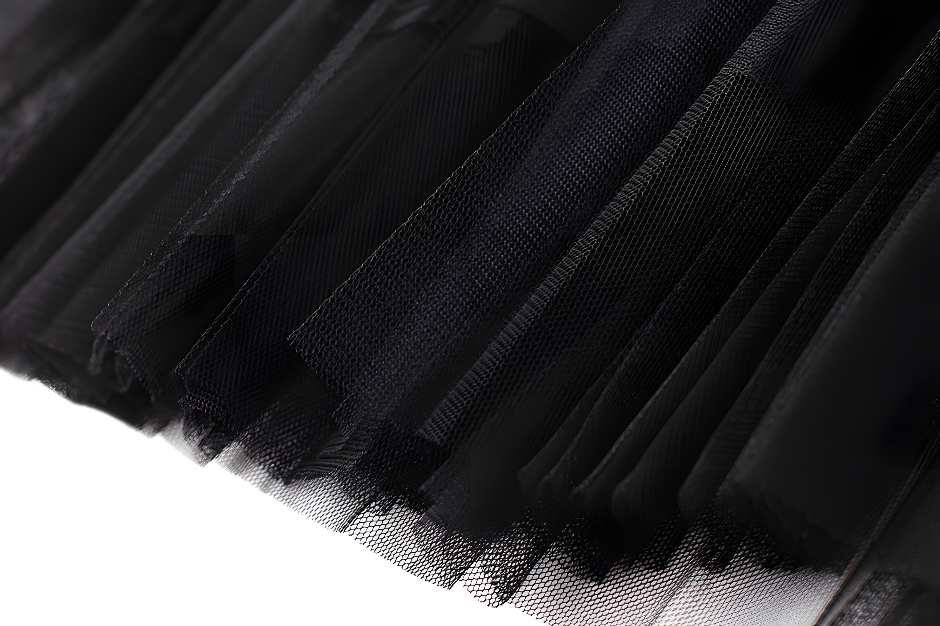 Velvet And Mesh Multilayer Pleated Skirt - 3319_BLACK