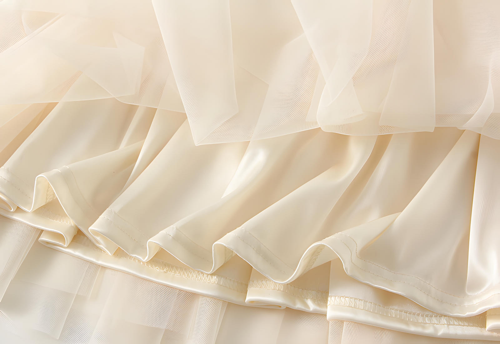 Mesh Multilayer Short Skirt With Satin Lining - A013_APRICOT